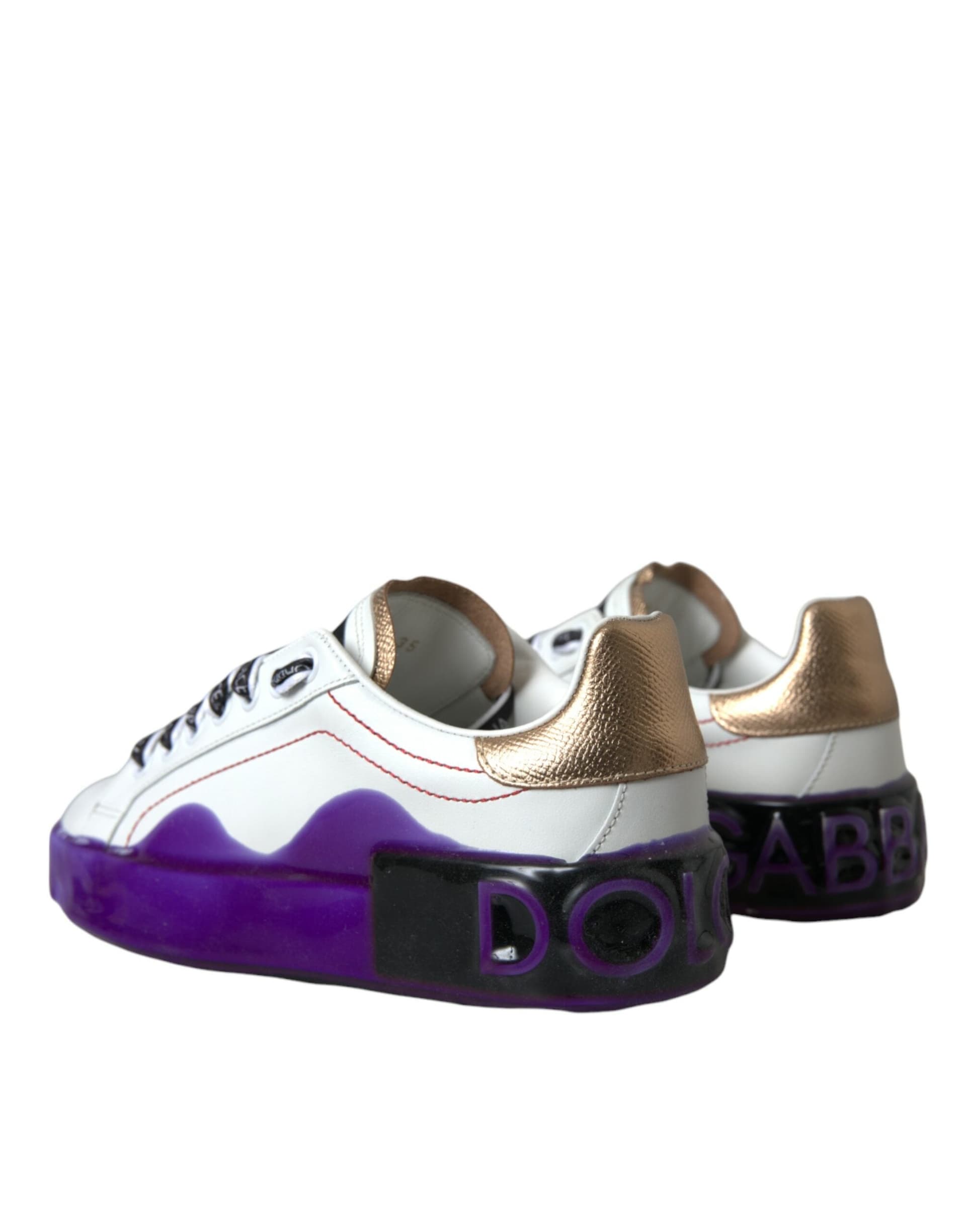 Dolce & Gabbana White Leather Portofino Low Top Sneakers Shoes - 3