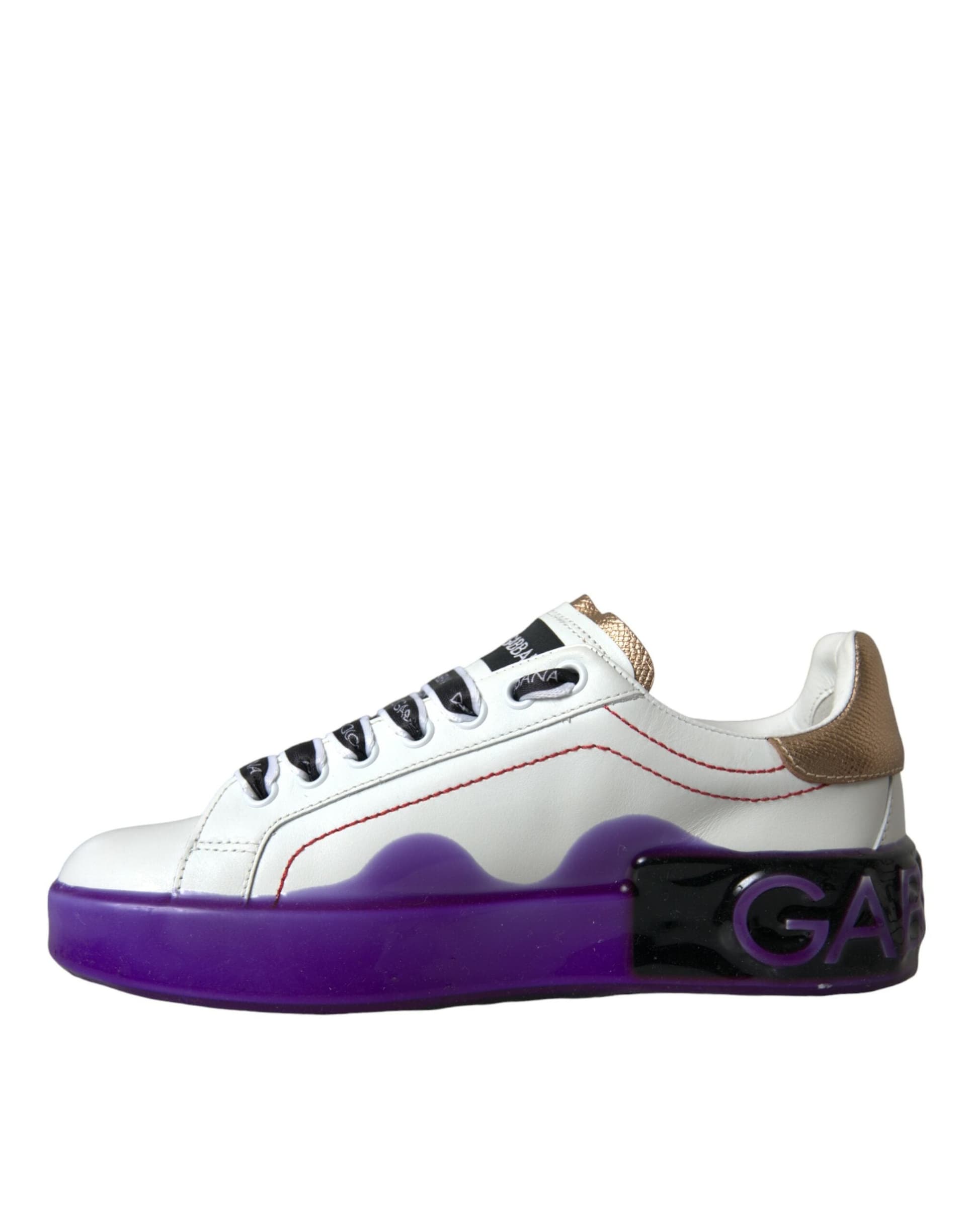Dolce & Gabbana White Leather Portofino Low Top Sneakers Shoes - 6