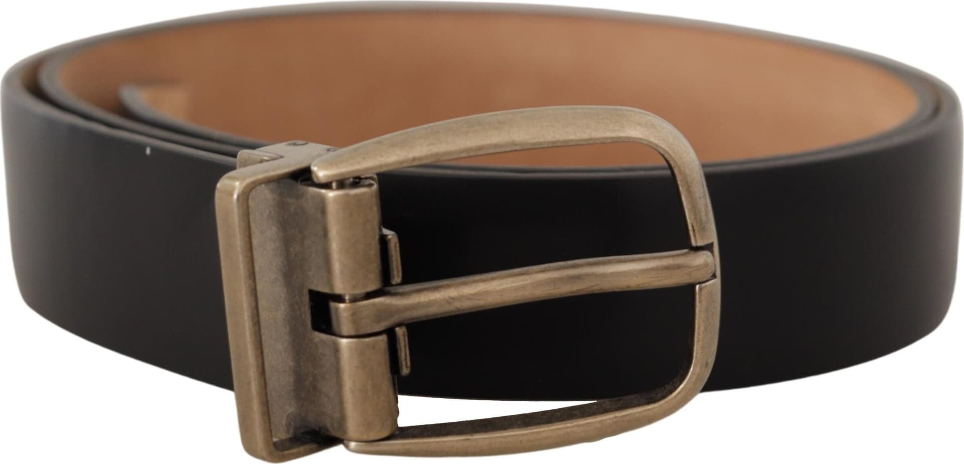Dolce & Gabbana Black Brown Backend Leather Vintage Metal Buckle Belt - 3