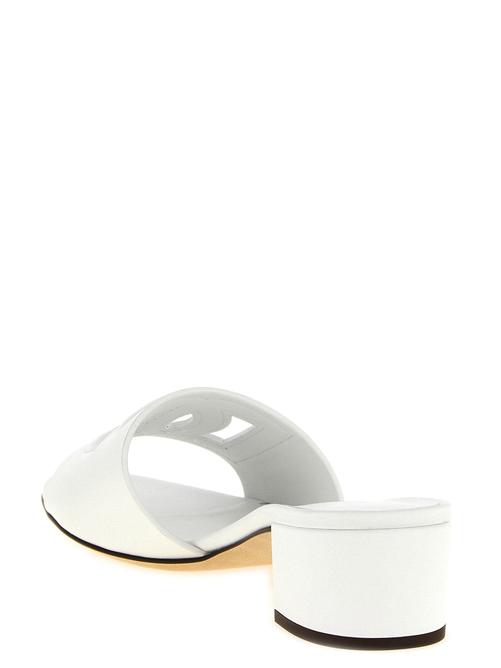 Dolce & Gabbana White Calfskin Platform Sandals - 3