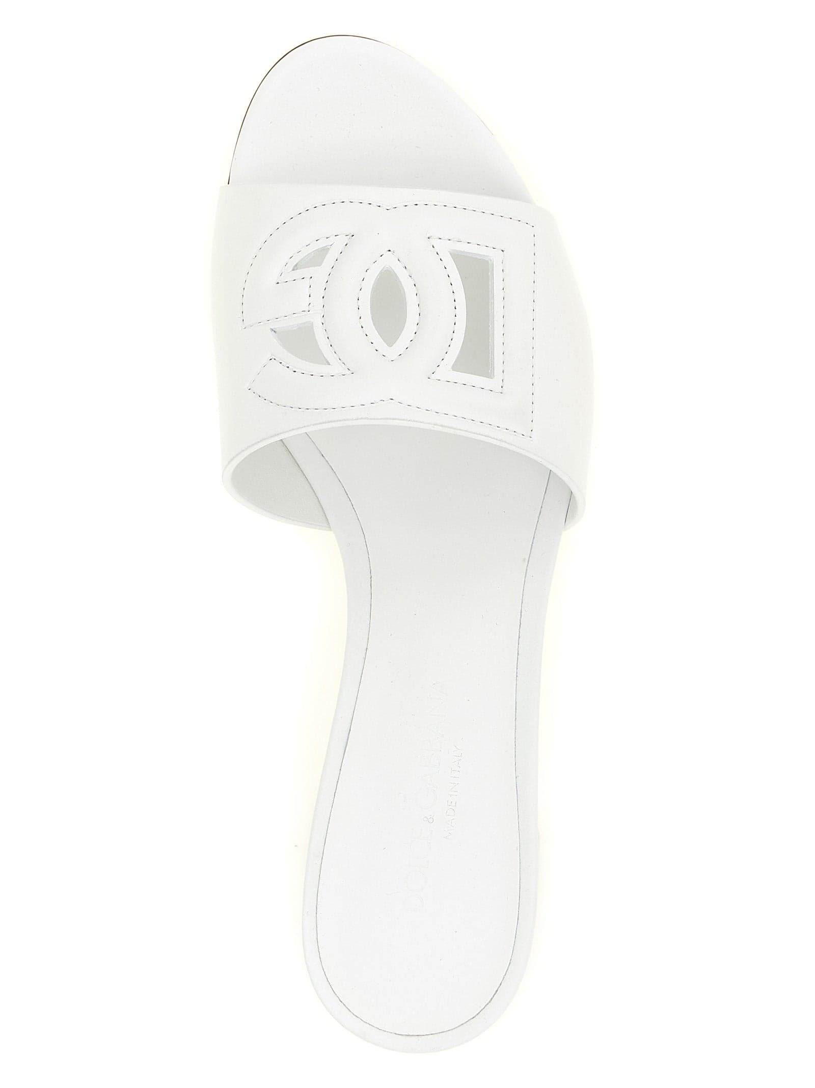 Dolce & Gabbana White Calfskin Platform Sandals - 4