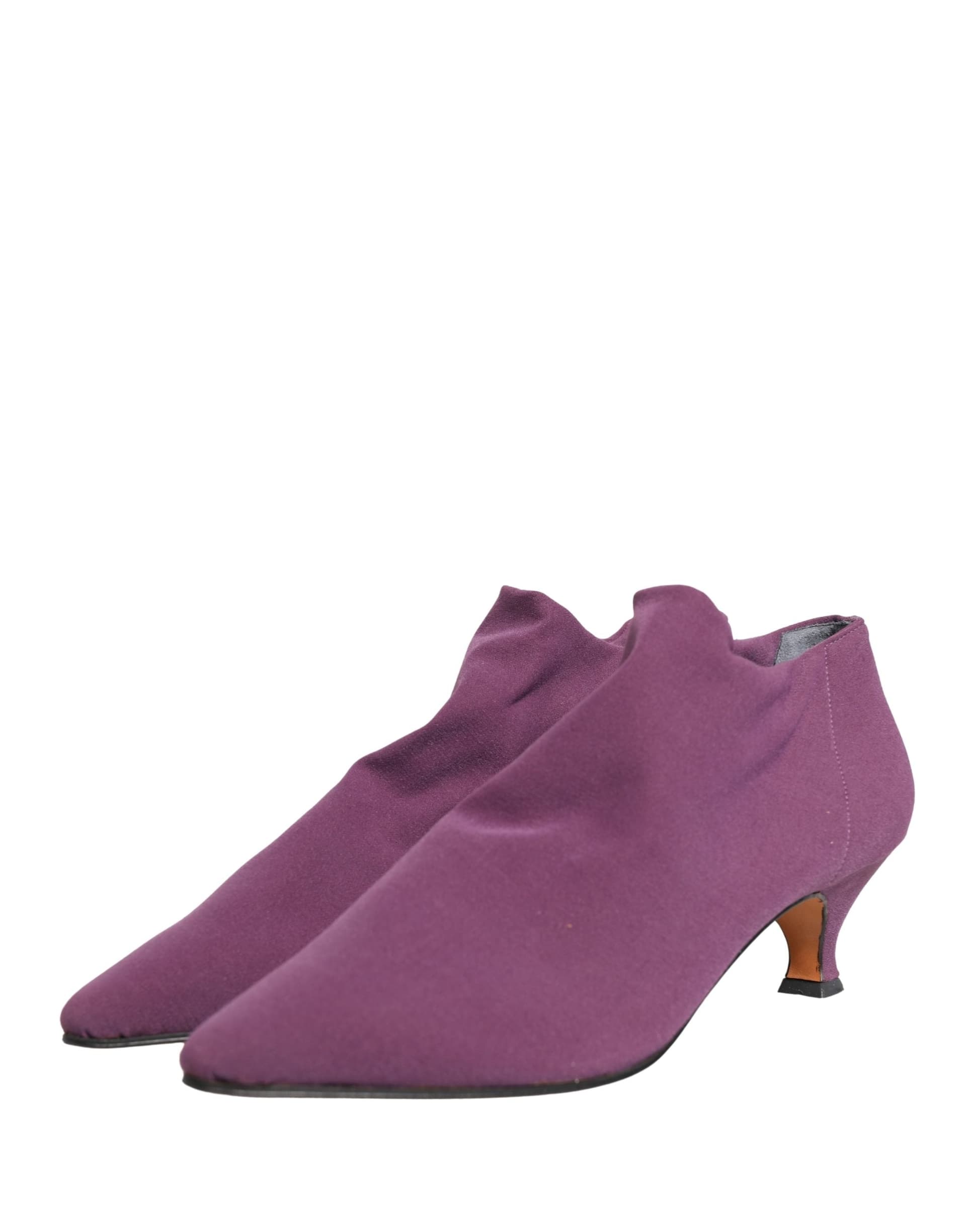 Dolce & Gabbana Shoes Purple Suede Ankle Boots Shoes - 3