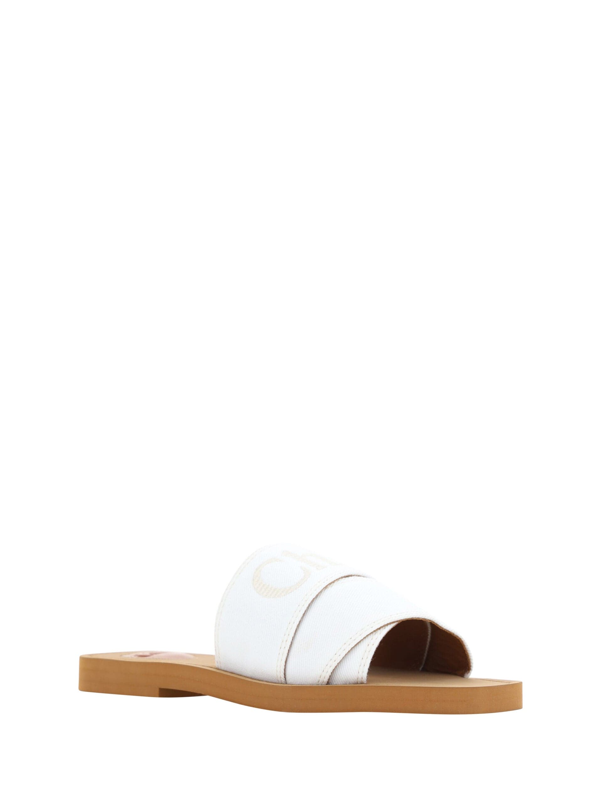Chloé White Cotton Slides Woody Sandals - 2