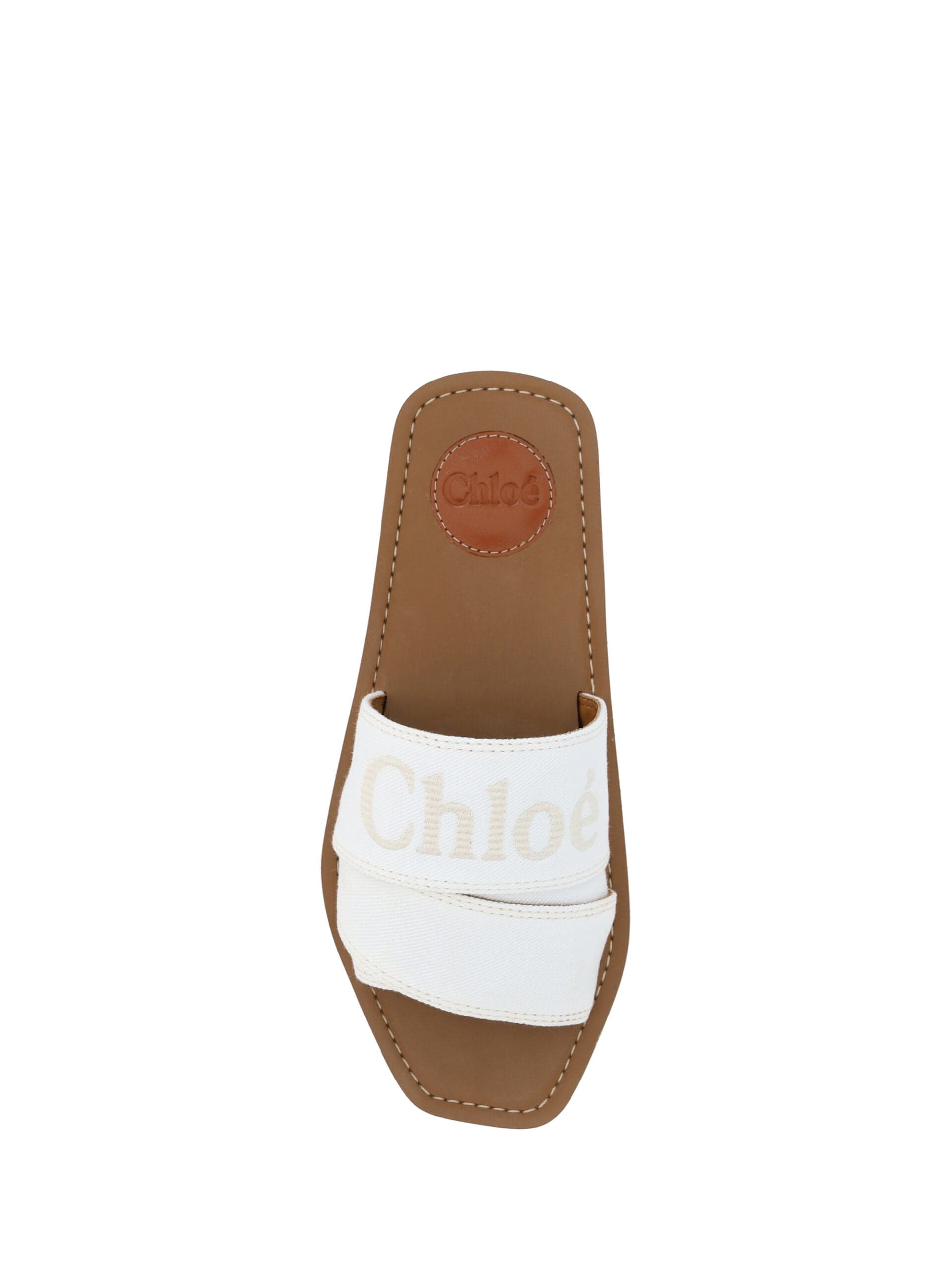 Chloé White Cotton Slides Woody Sandals - 3