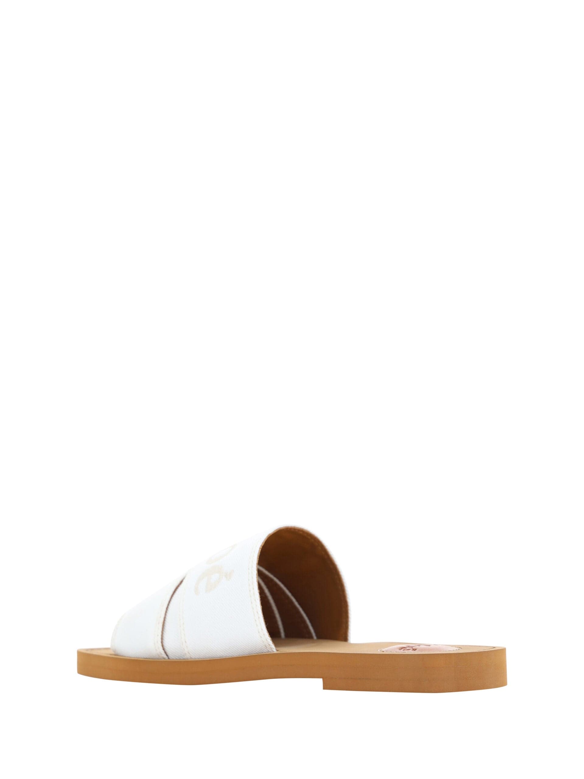 Chloé White Cotton Slides Woody Sandals - 4