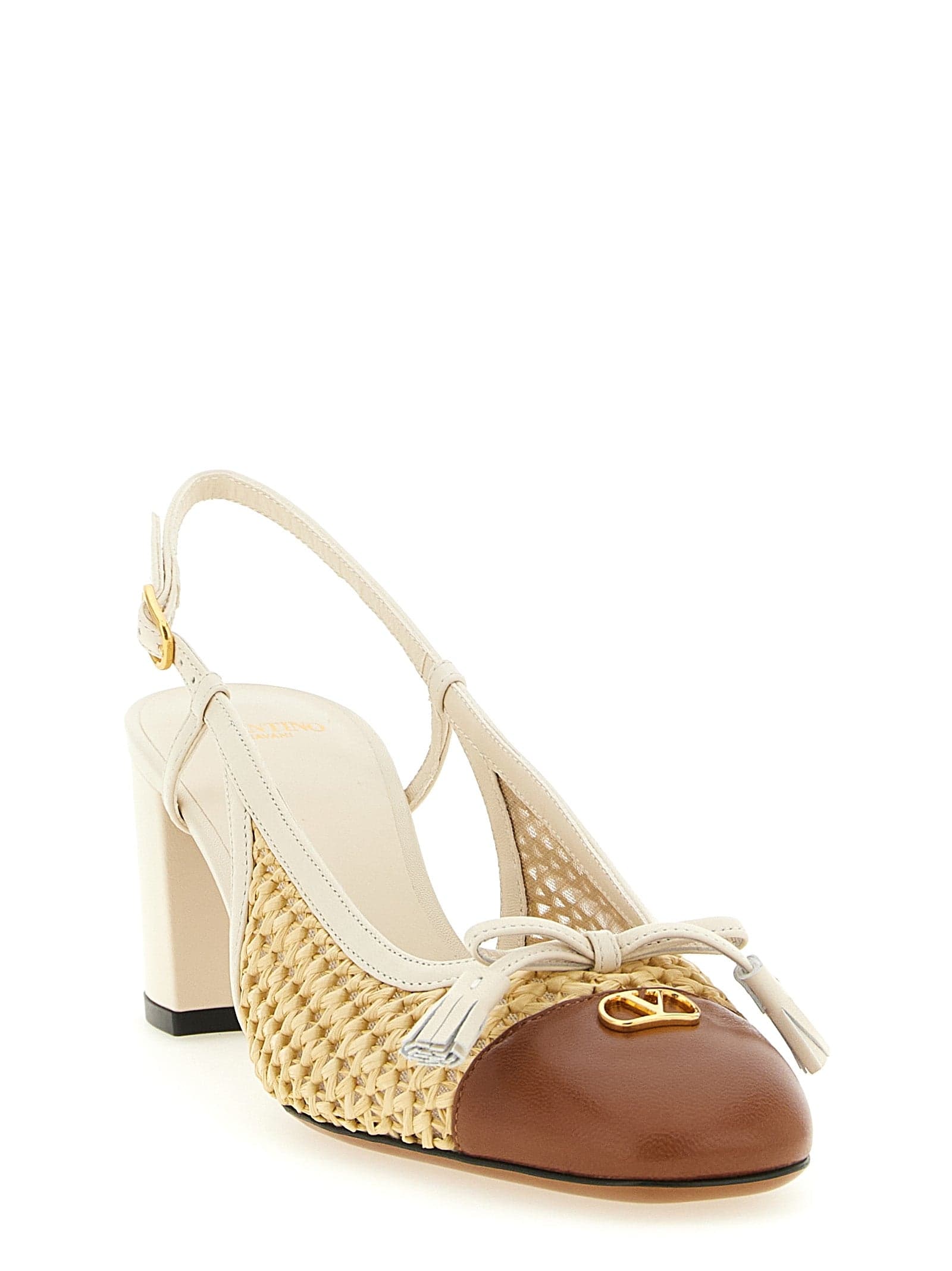 Valentino Garavani Beige Goatskin Mid Heel Pumps - 2