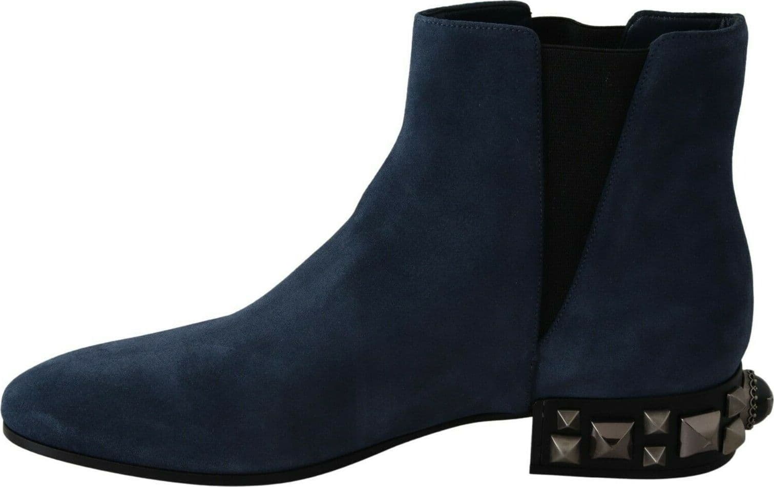 Dolce & Gabbana Blue Suede Embellished Studded Boots Shoes - 2