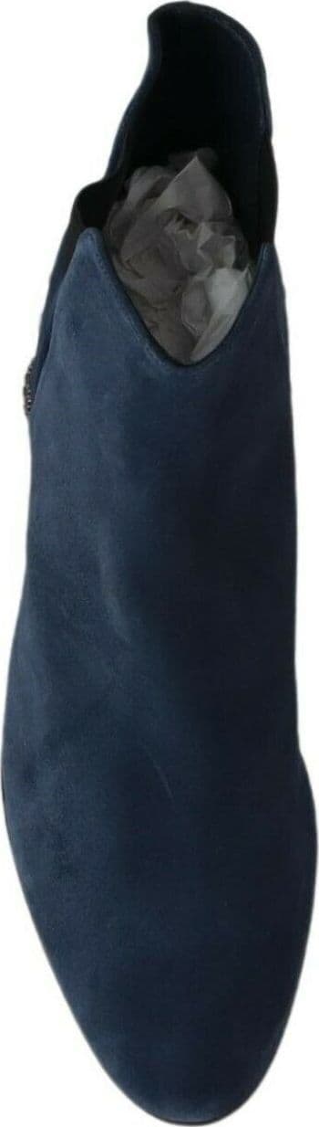 Dolce & Gabbana Blue Suede Embellished Studded Boots Shoes - 4