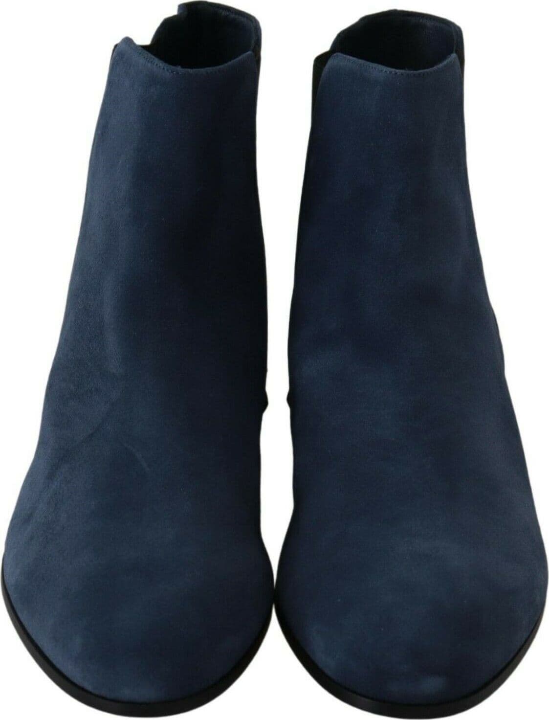 Dolce & Gabbana Blue Suede Embellished Studded Boots Shoes - 5