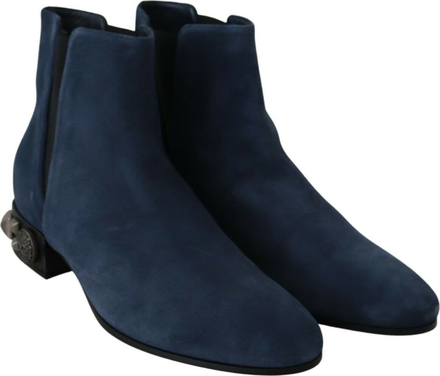 Dolce & Gabbana Blue Suede Embellished Studded Boots Shoes - 6