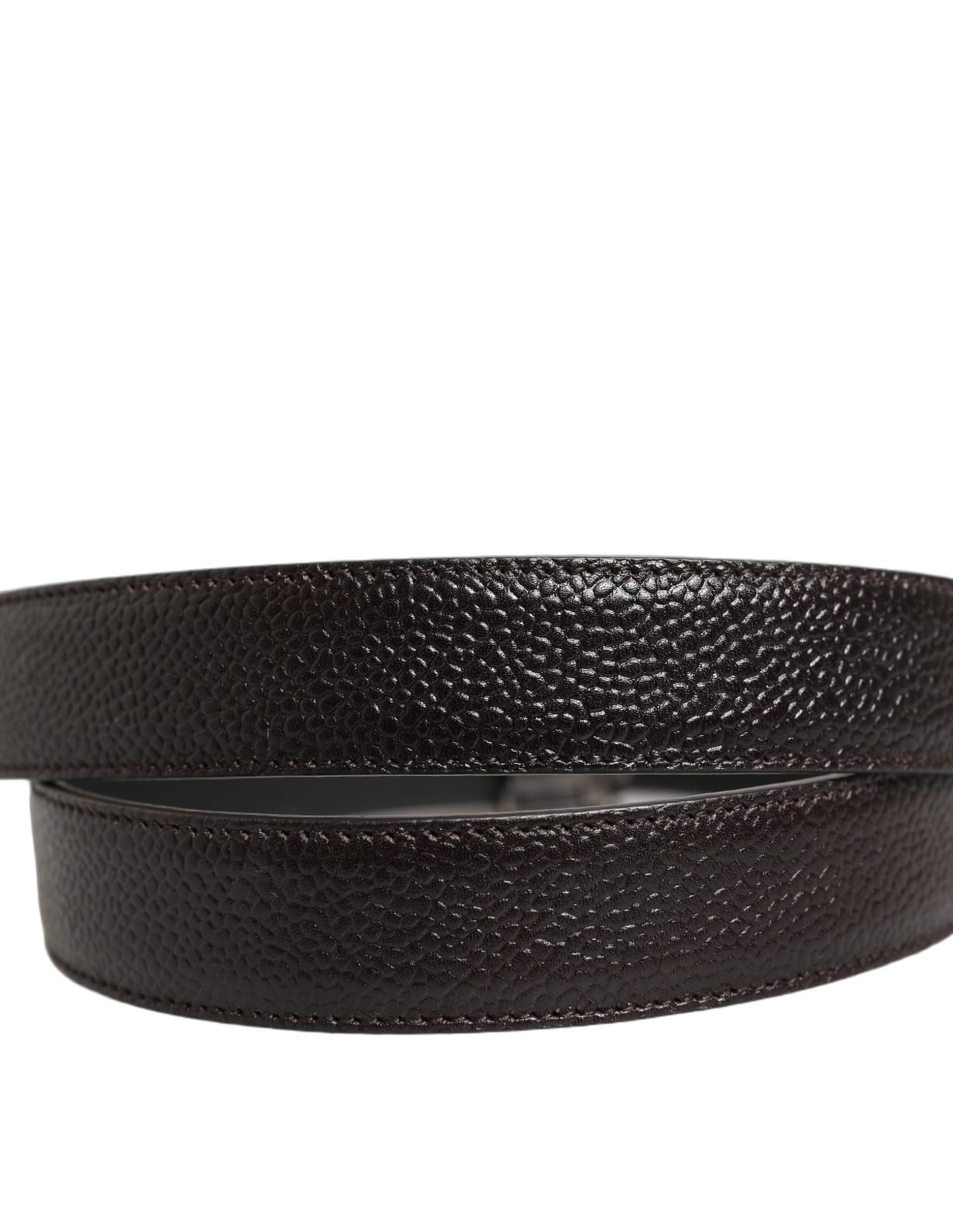 Dolce & Gabbana Brown Calf Leather Vintage Style Silver Buckle Belt - 2
