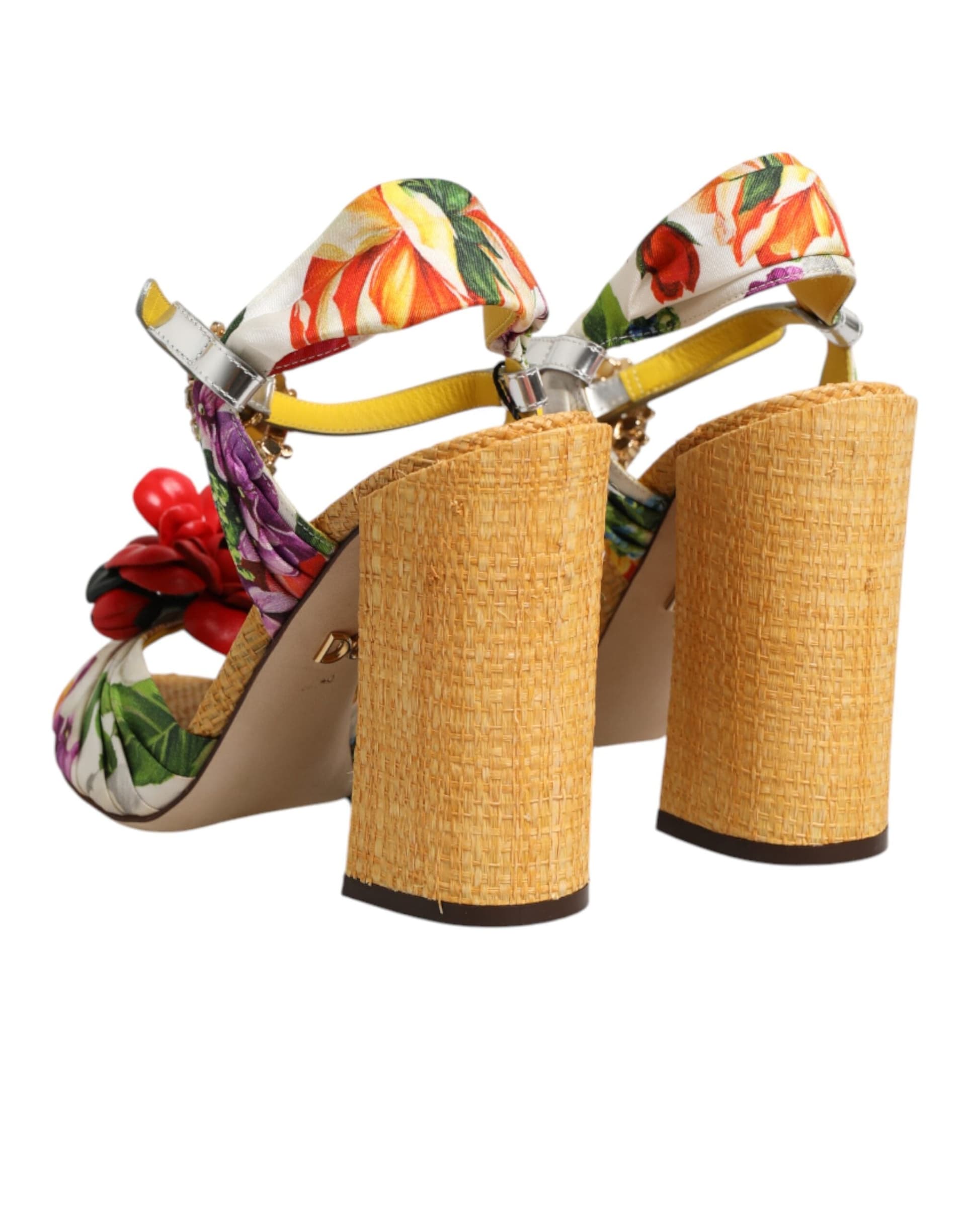 Dolce & Gabbana Multicolor Floral Crystal Embellished Sandals Shoes - 4