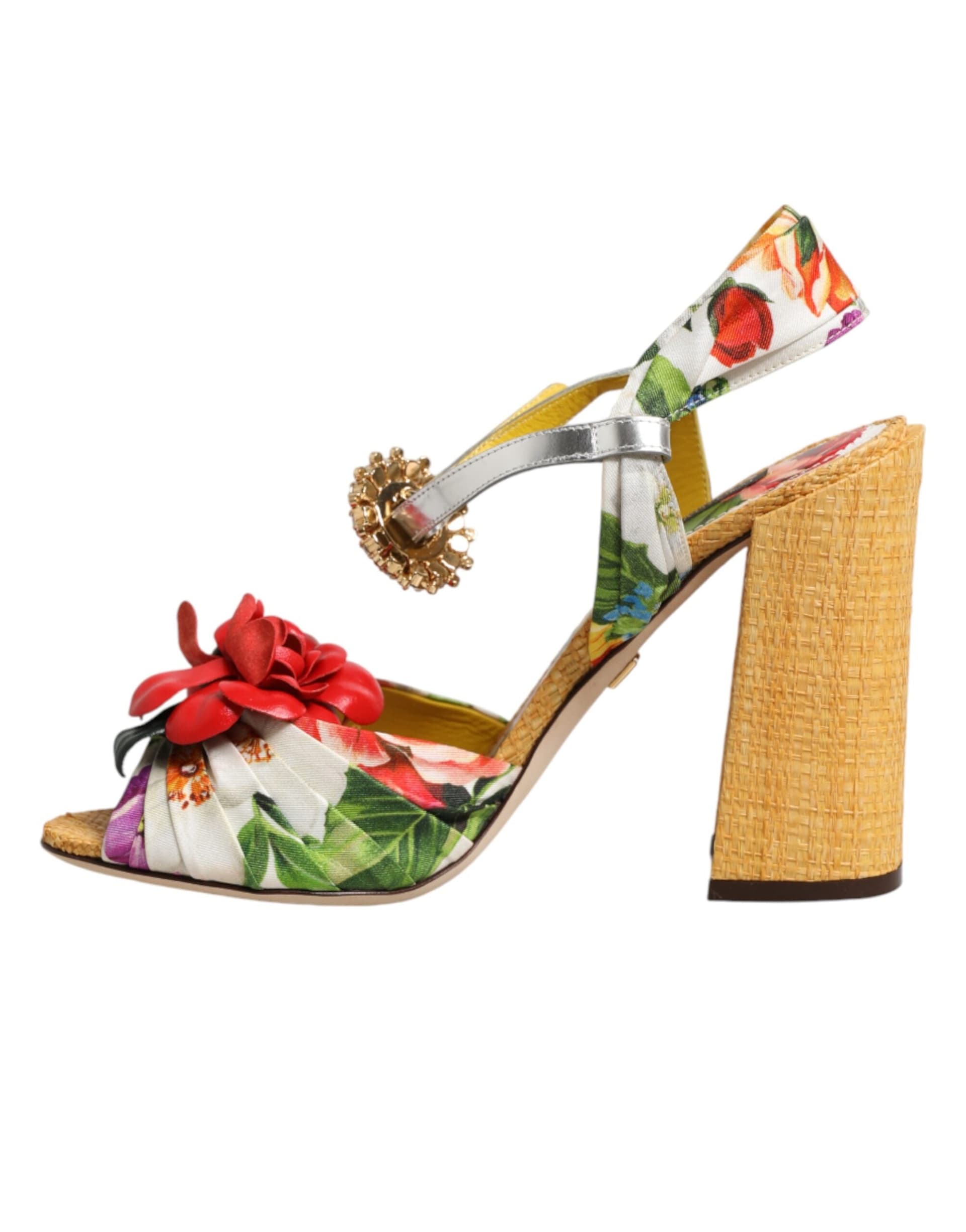Dolce & Gabbana Multicolor Floral Crystal Embellished Sandals Shoes - 5