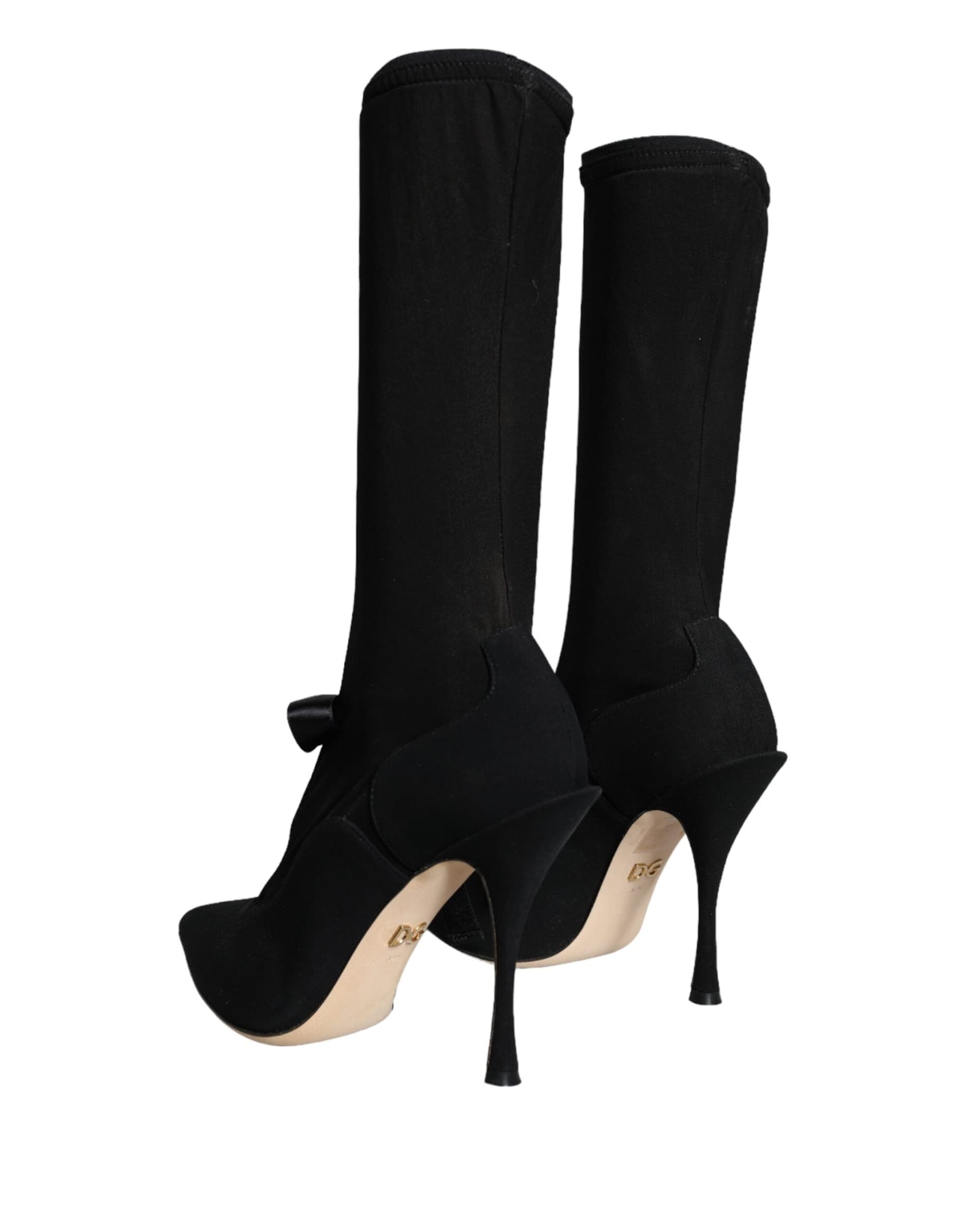 Dolce & Gabbana Black Stiletto Heels Mid Calf Boots Shoes - 3