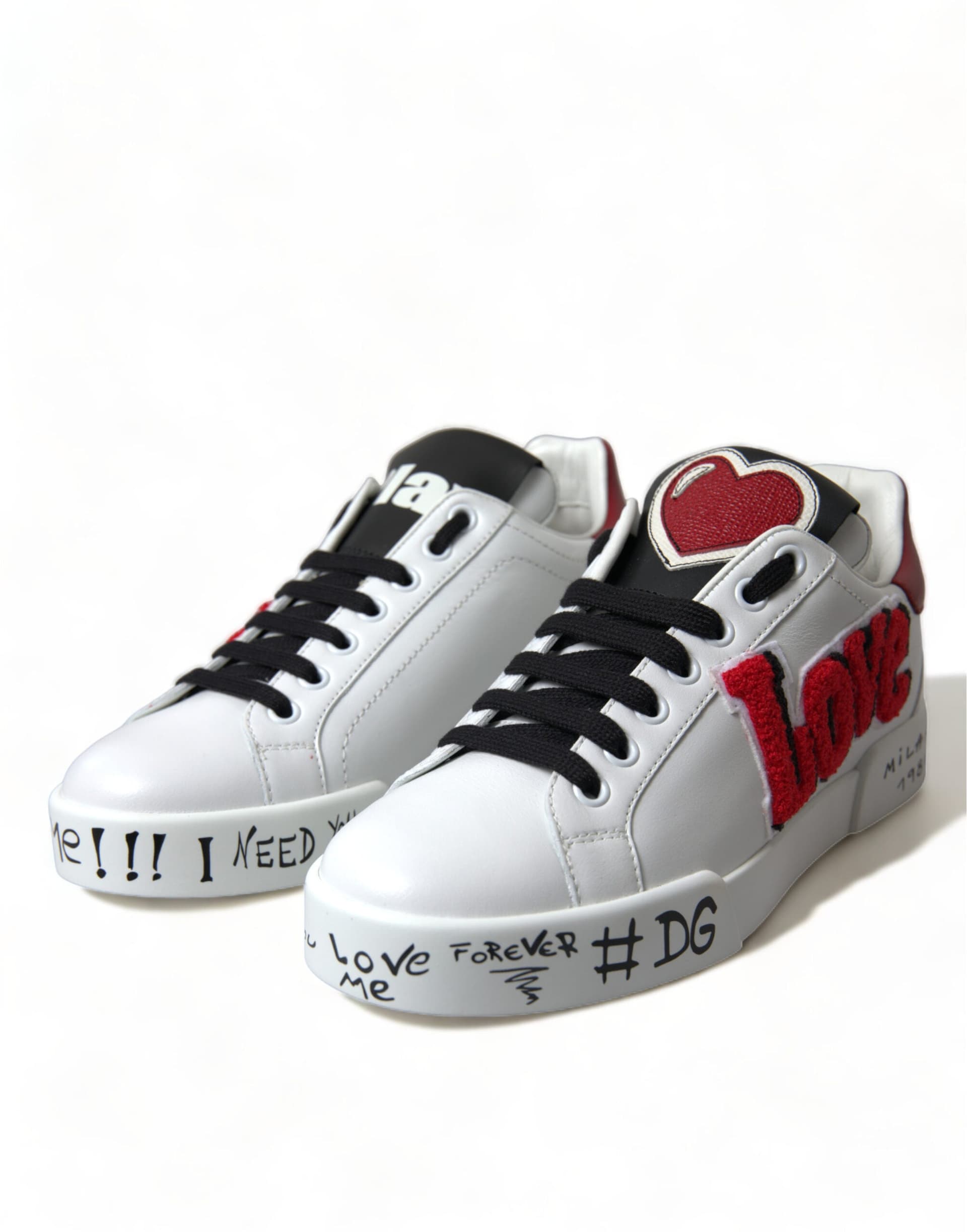Dolce & Gabbana White Love Patch Portofino Classic Sneakers Shoes - 2