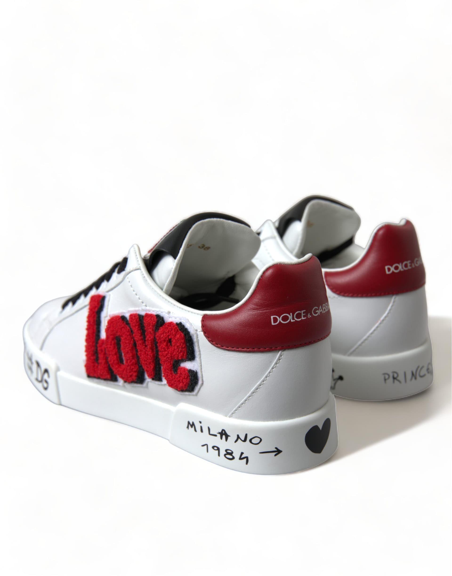 Dolce & Gabbana White Love Patch Portofino Classic Sneakers Shoes - 3