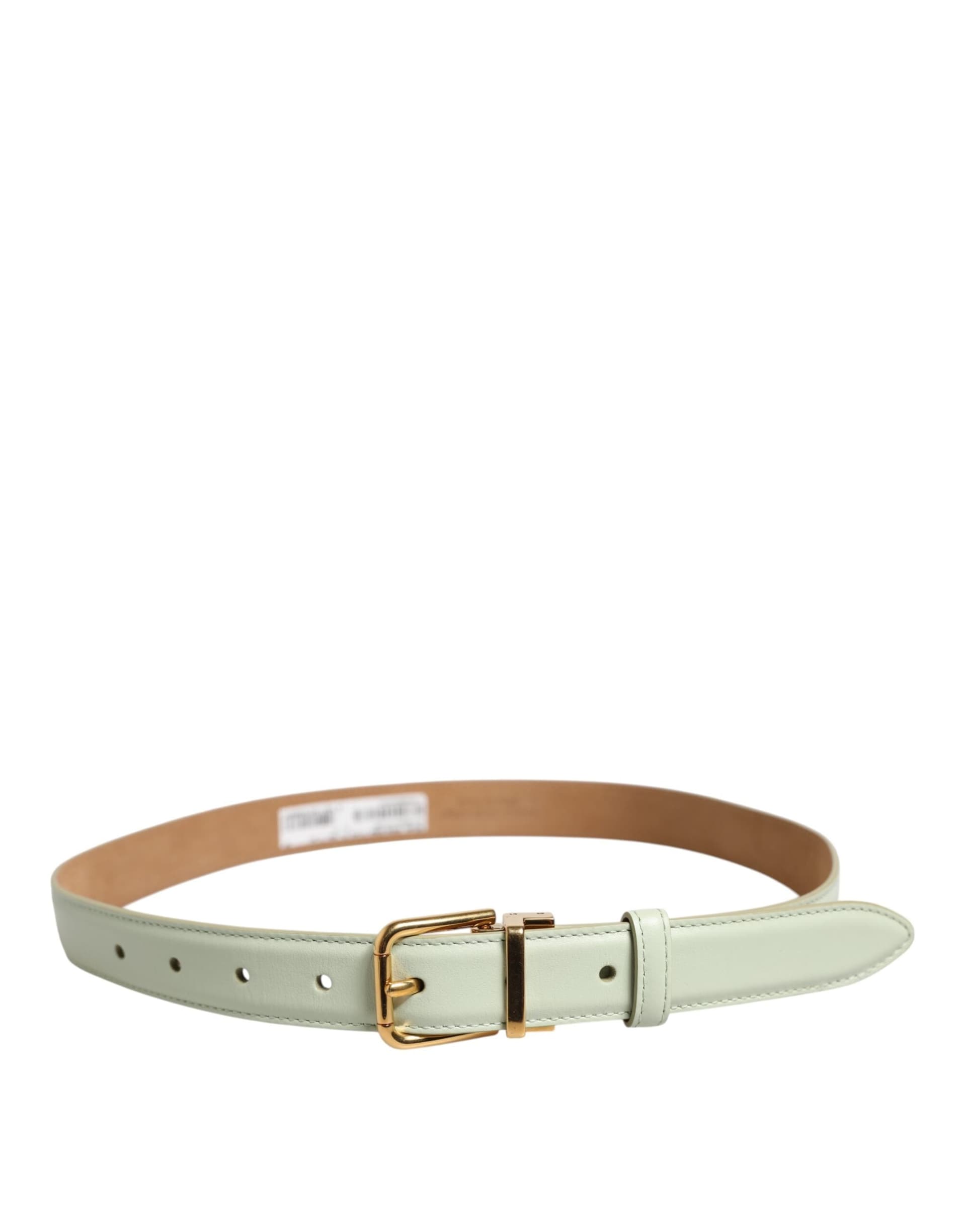 Dolce & Gabbana Light Green Leather Gold Metal Buckle Belt - 3