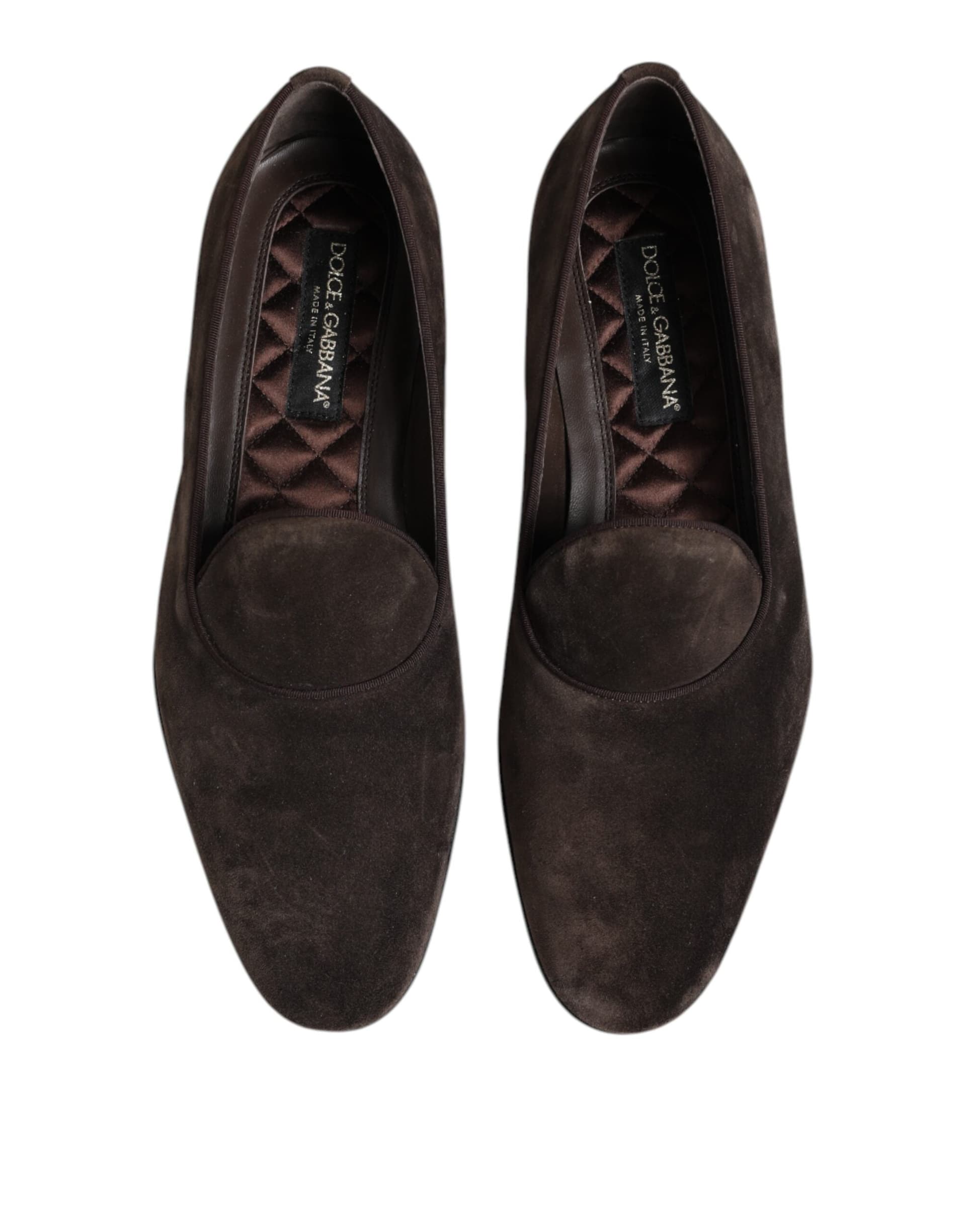 Dolce & Gabbana Brown Velvet Leather Slip On Loafers Shoes - 2