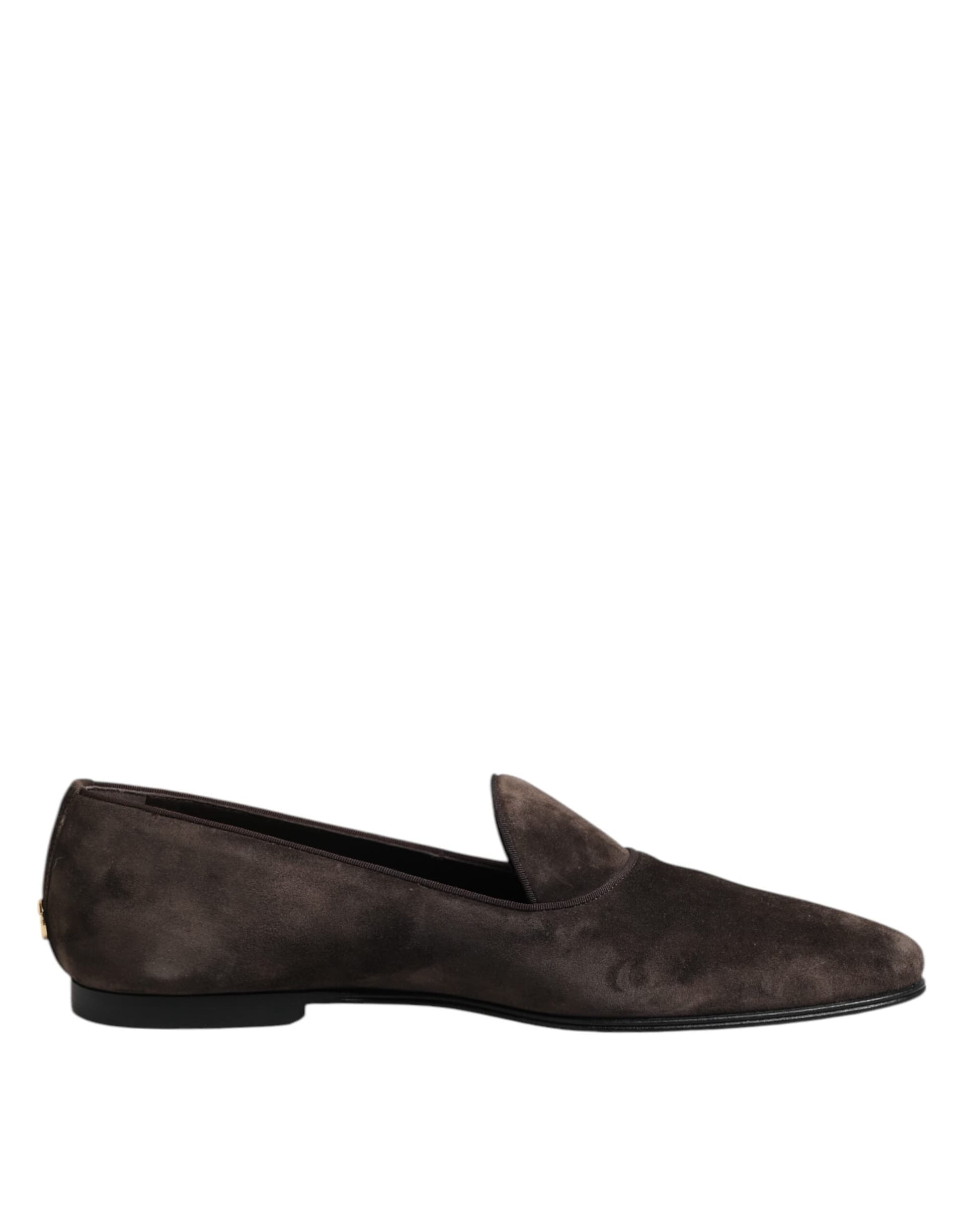 Dolce & Gabbana Brown Velvet Leather Slip On Loafers Shoes - 6