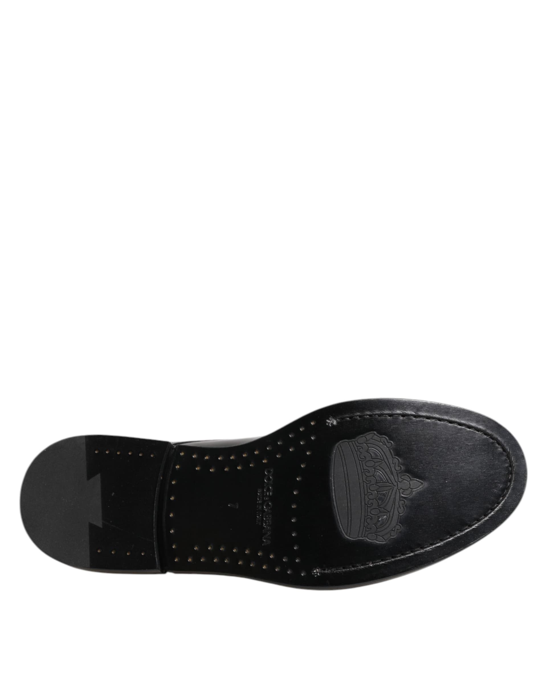 Dolce & Gabbana Black Leather Dress Lace Up Men Formal Shoes - 8