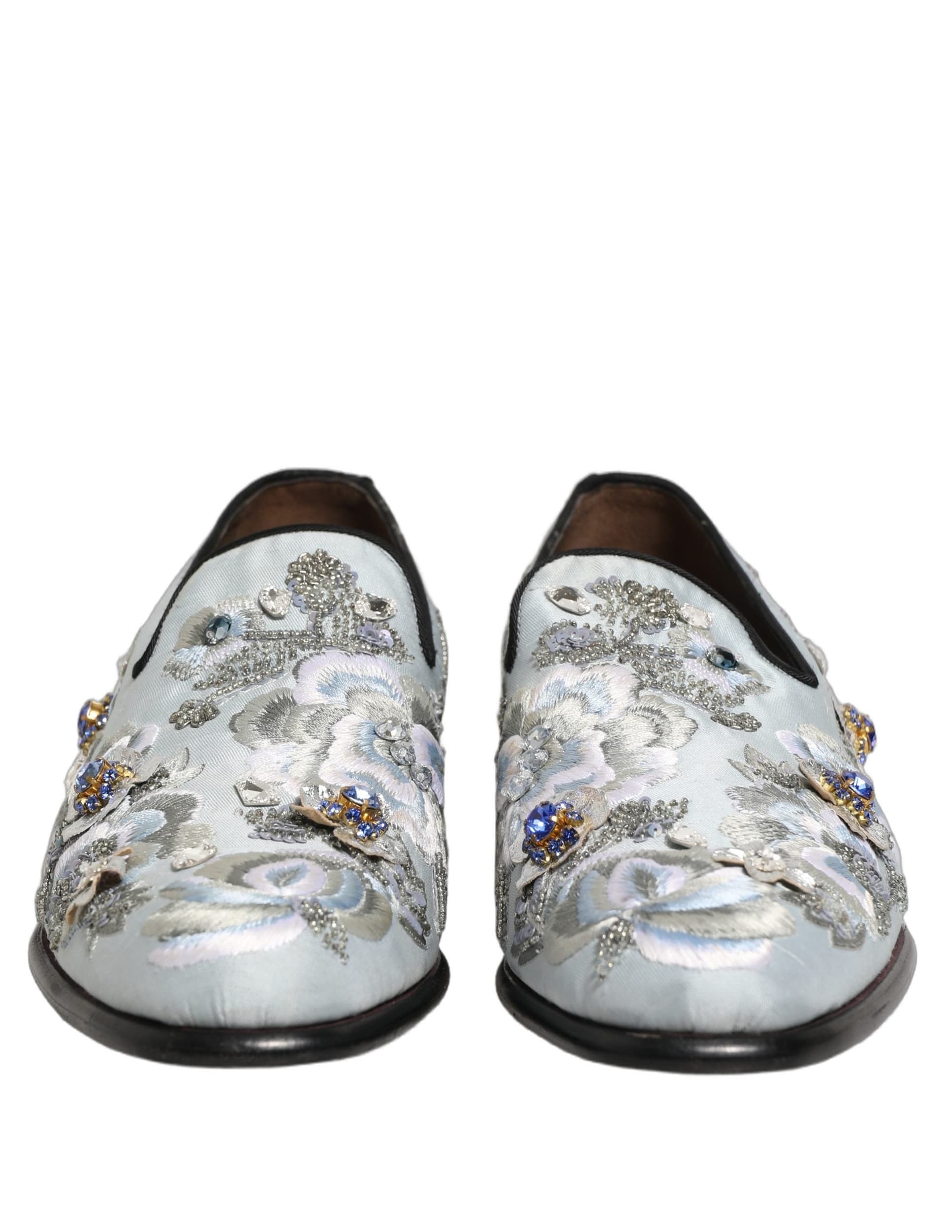 Dolce & Gabbana White Floral Embellished Men Loafers  Shoes - 2