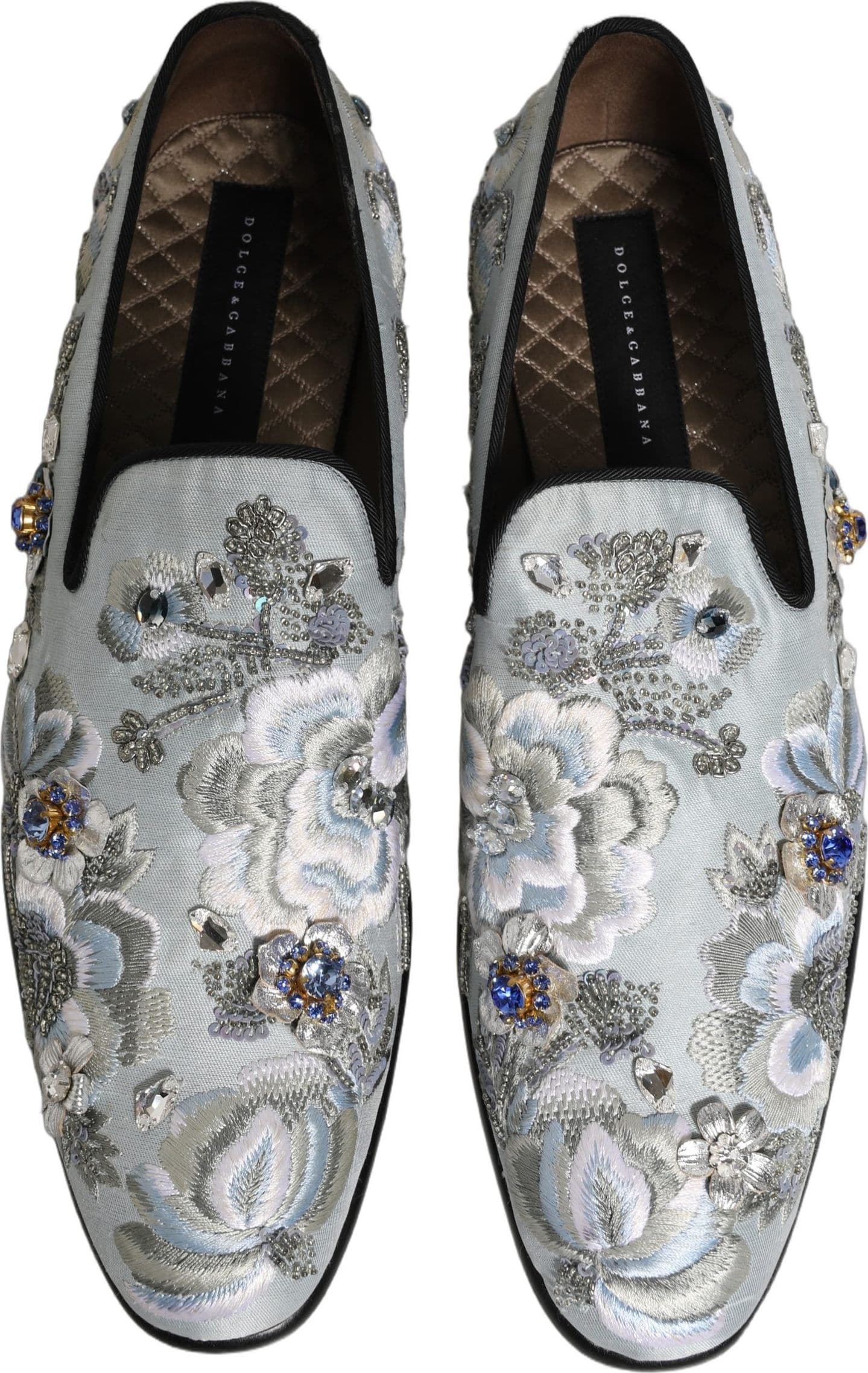 Dolce & Gabbana White Floral Embellished Men Loafers  Shoes - 3