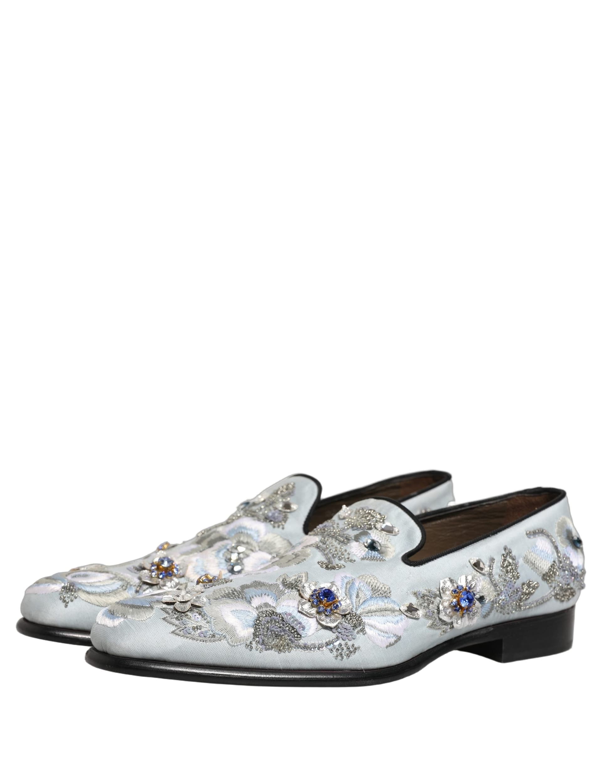 Dolce & Gabbana White Floral Embellished Men Loafers  Shoes - 4