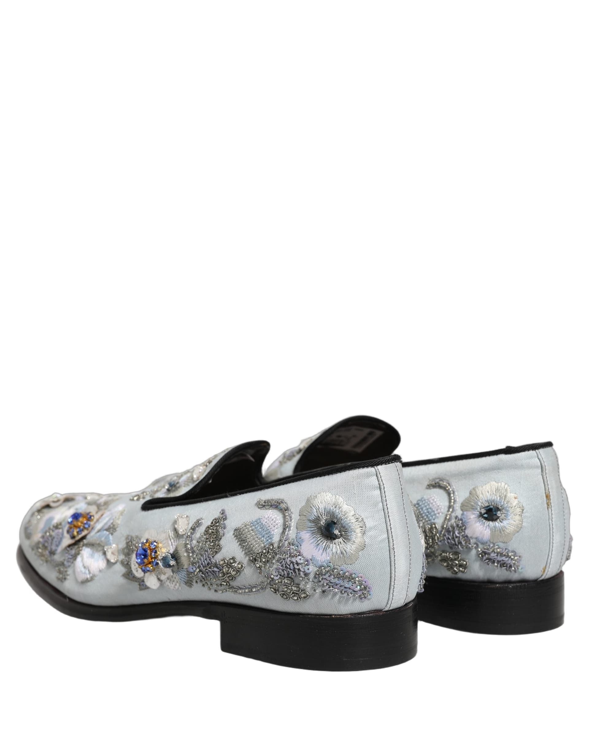 Dolce & Gabbana White Floral Embellished Men Loafers  Shoes - 5