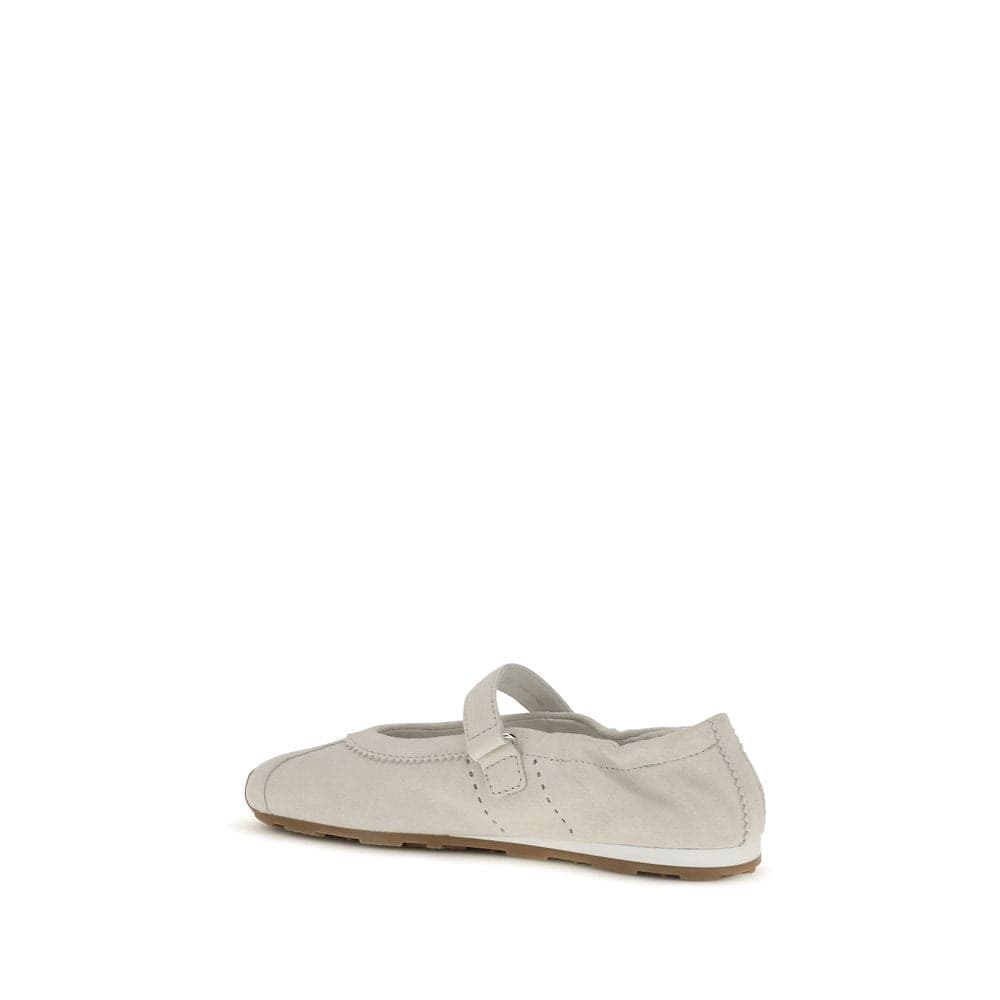 Miu Miu White Calf Leather Bos Taurus Ballet Flats - 3
