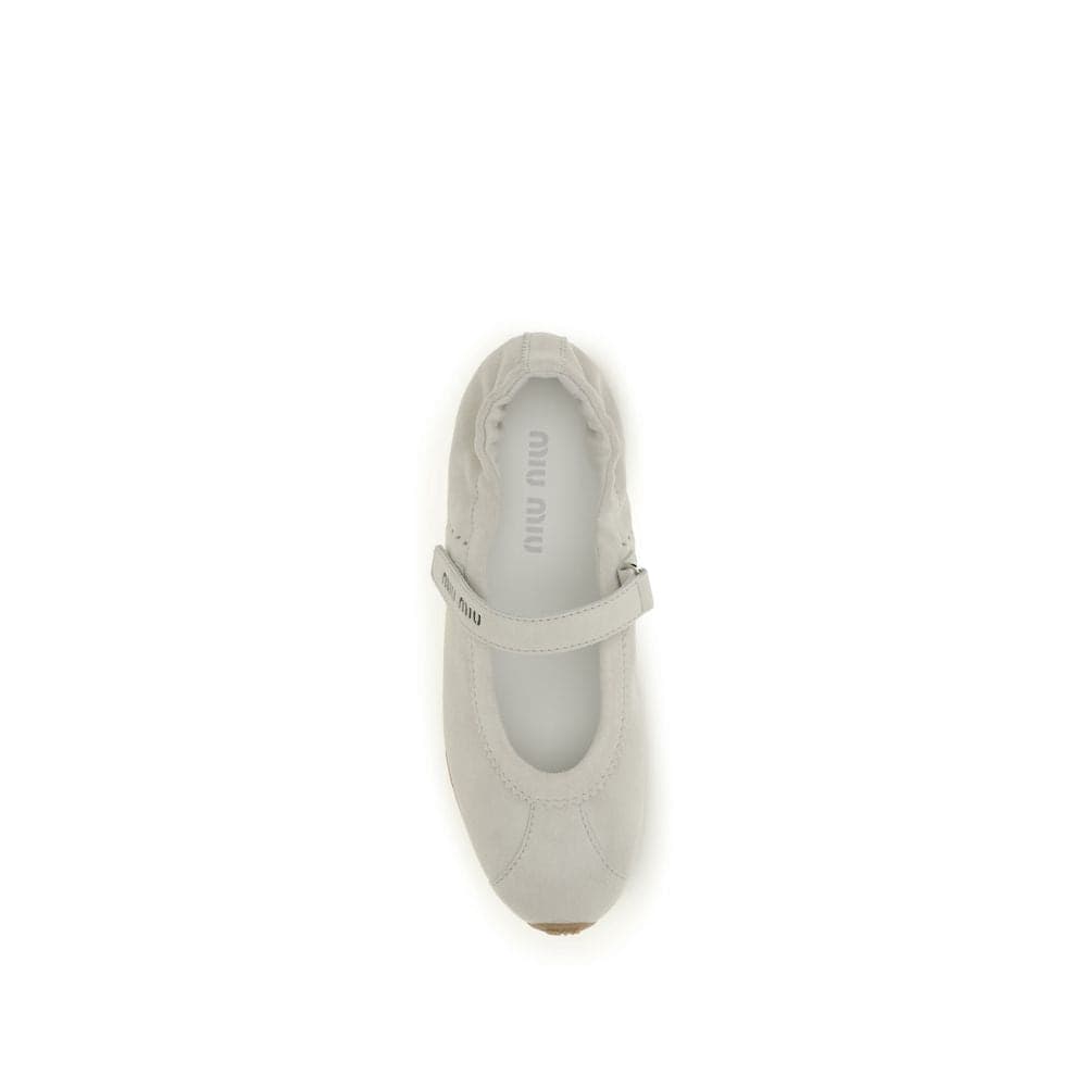 Miu Miu White Calf Leather Bos Taurus Ballet Flats - 4