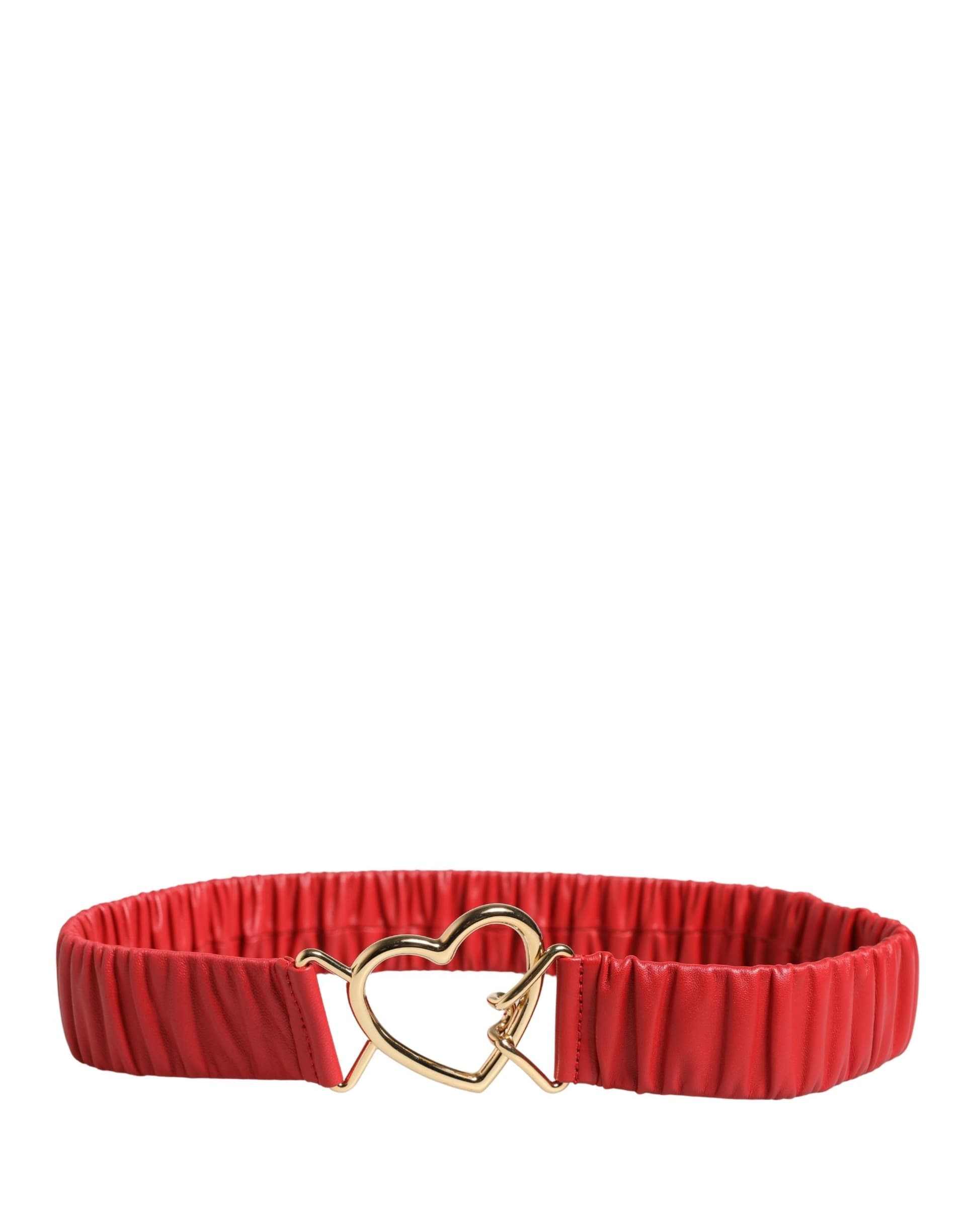 Dolce & Gabbana Red Leather Gold Heart Metal Buckle Belt - 3