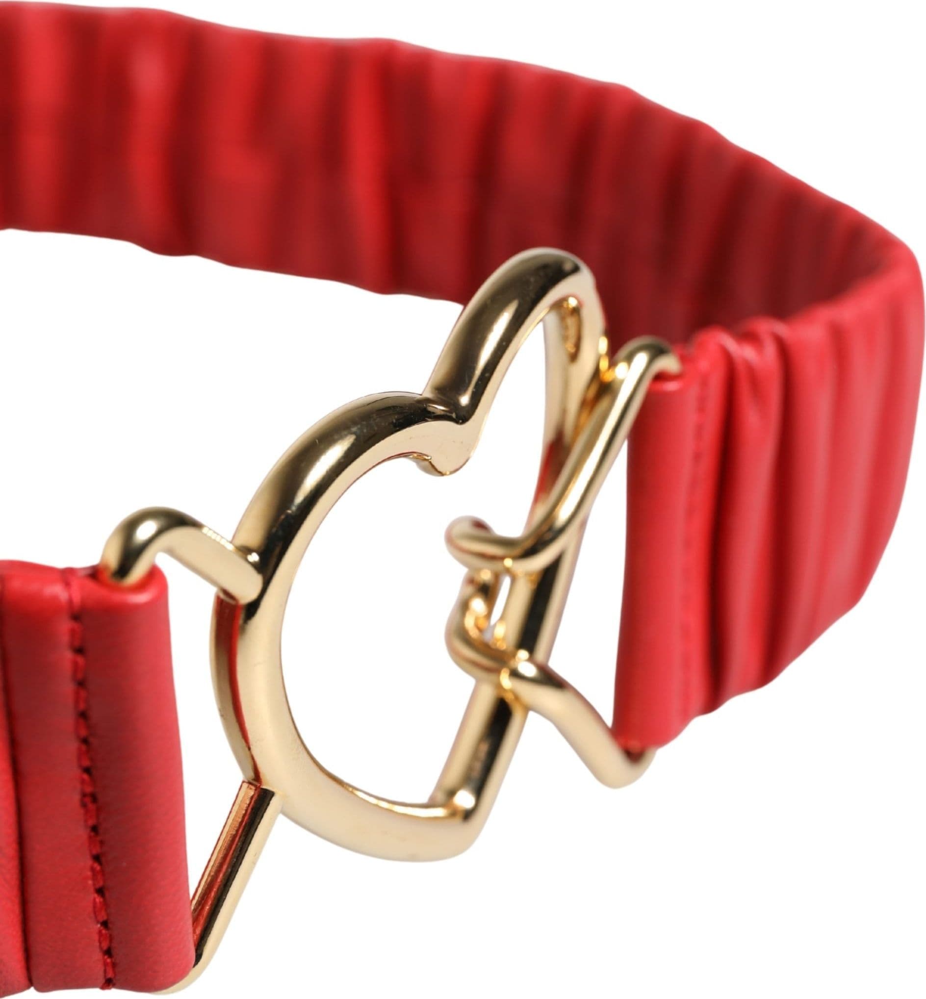Dolce & Gabbana Red Leather Gold Heart Metal Buckle Belt - 4