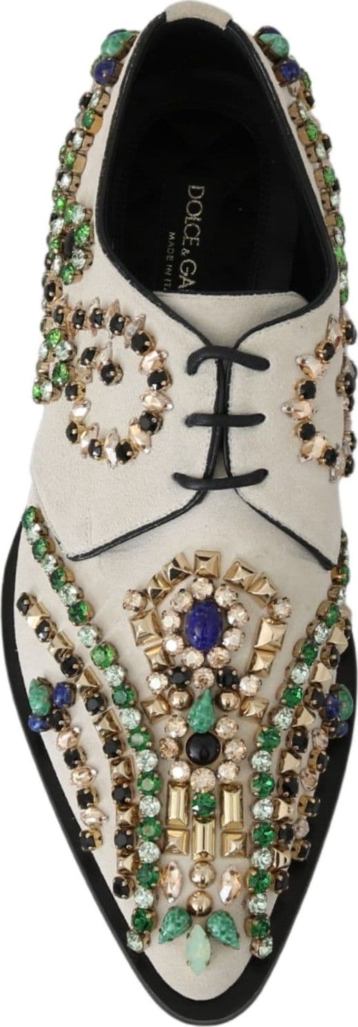 Dolce & Gabbana White Suede Crystal Dress Broque Shoes - 2