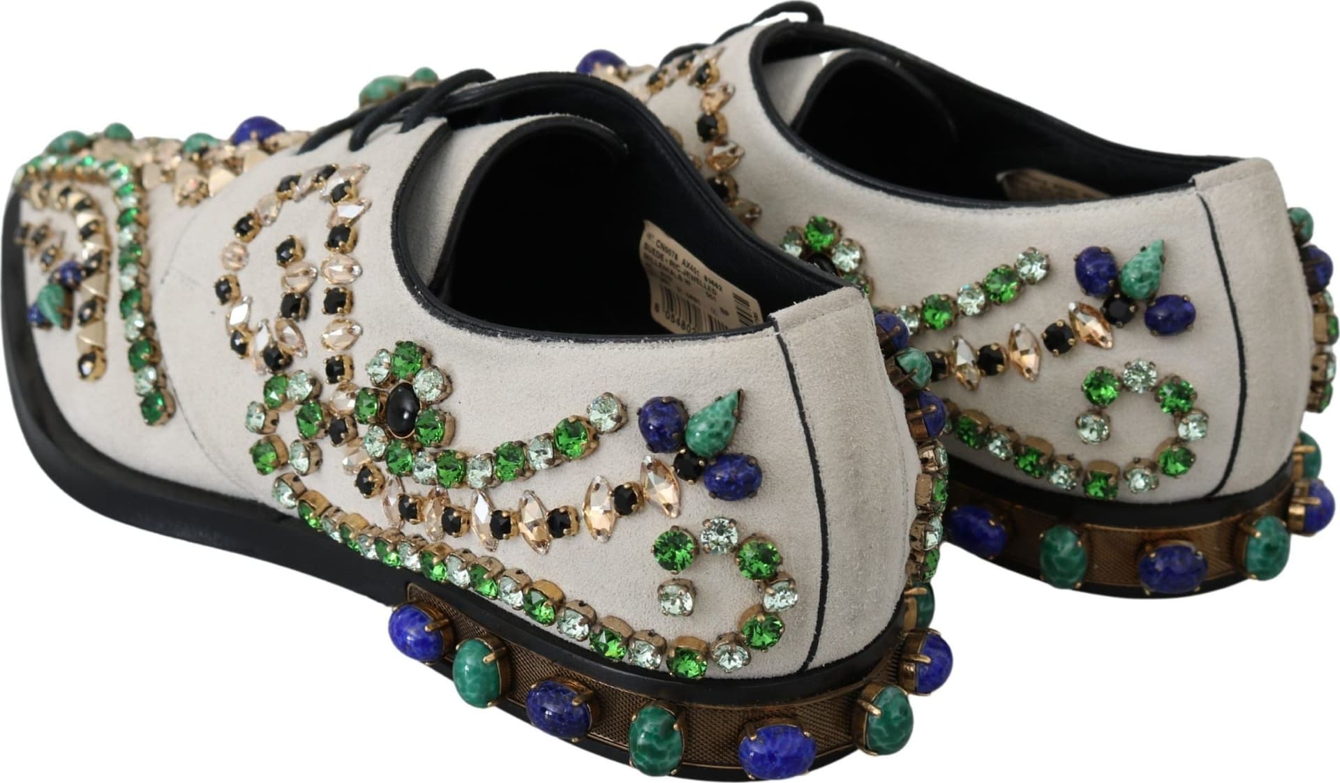 Dolce & Gabbana White Suede Crystal Dress Broque Shoes - 5