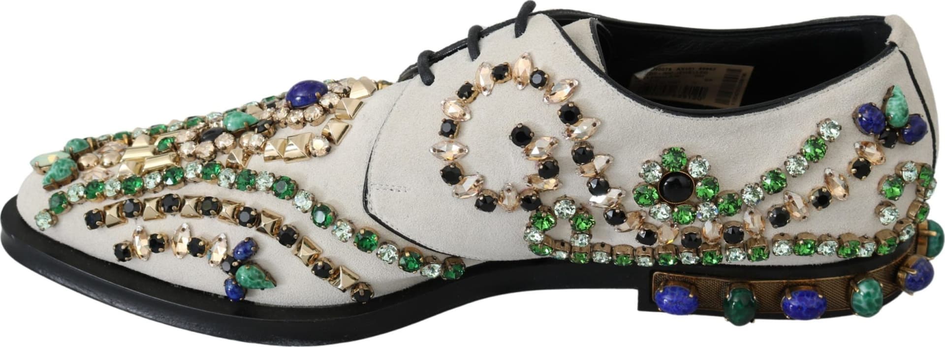 Dolce & Gabbana White Suede Crystal Dress Broque Shoes - 7