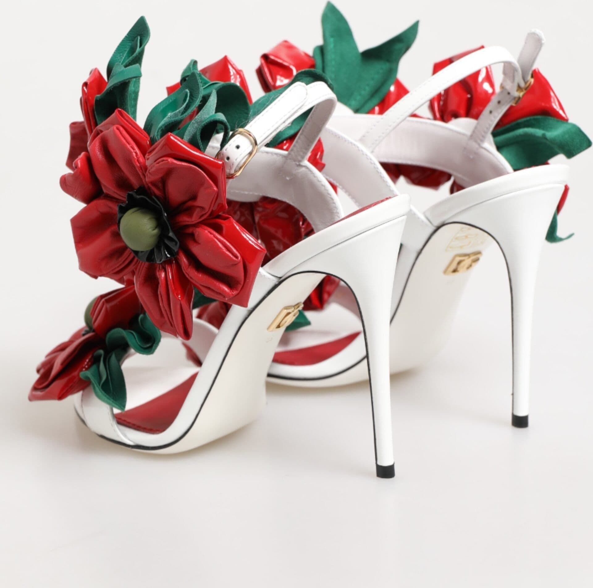 Dolce & Gabbana White Red Floral Detailing Sandals Shoes - 4