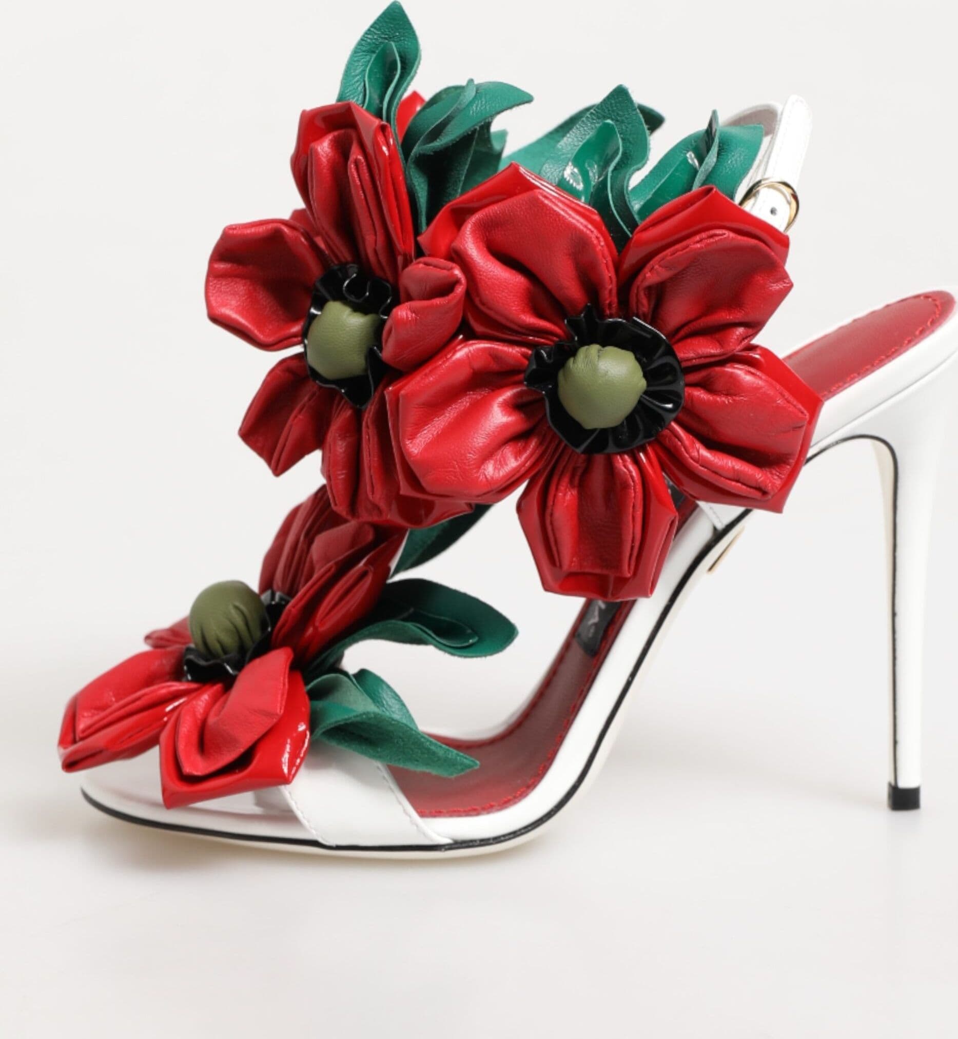 Dolce & Gabbana White Red Floral Detailing Sandals Shoes - 5