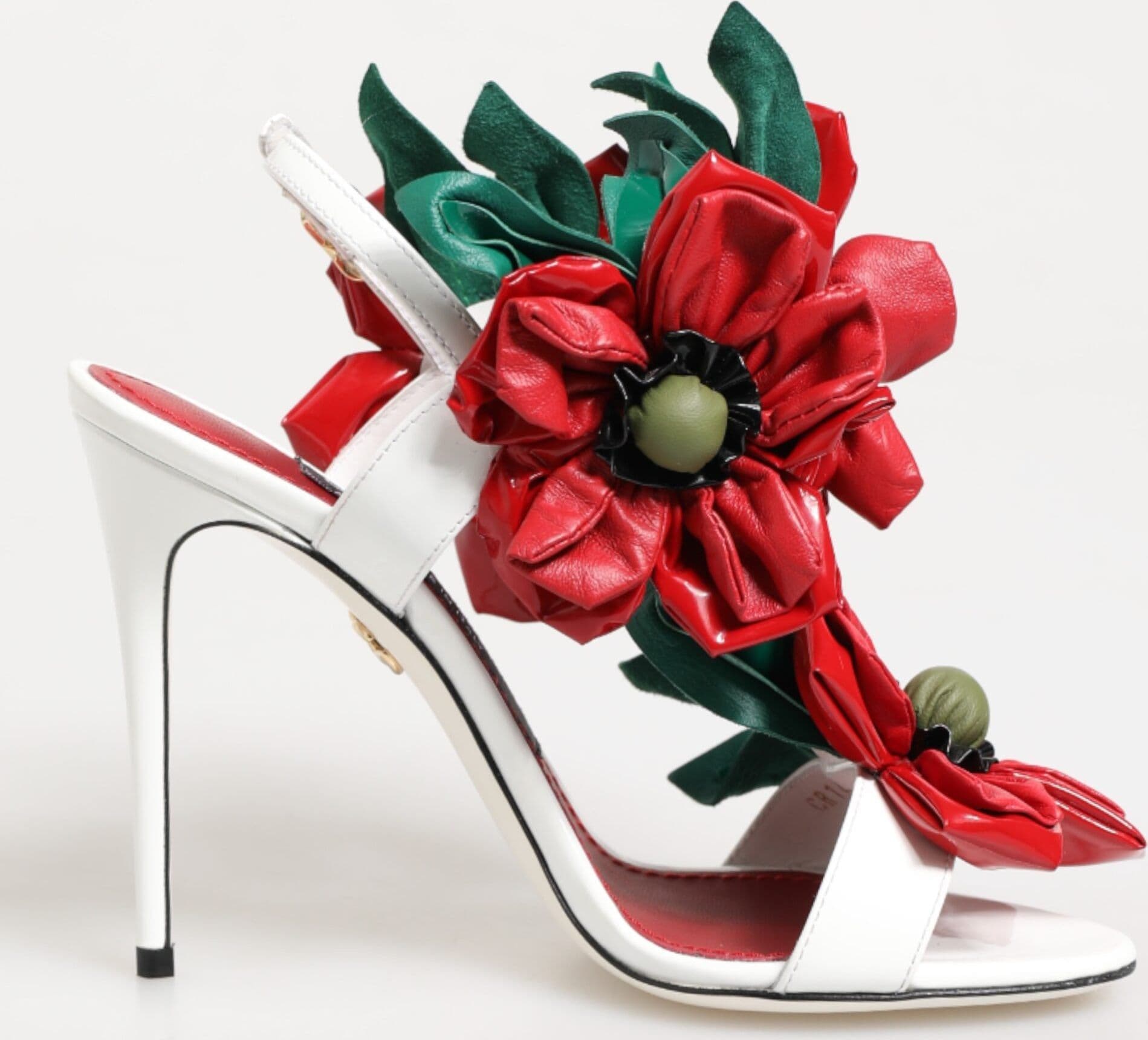 Dolce & Gabbana White Red Floral Detailing Sandals Shoes - 6