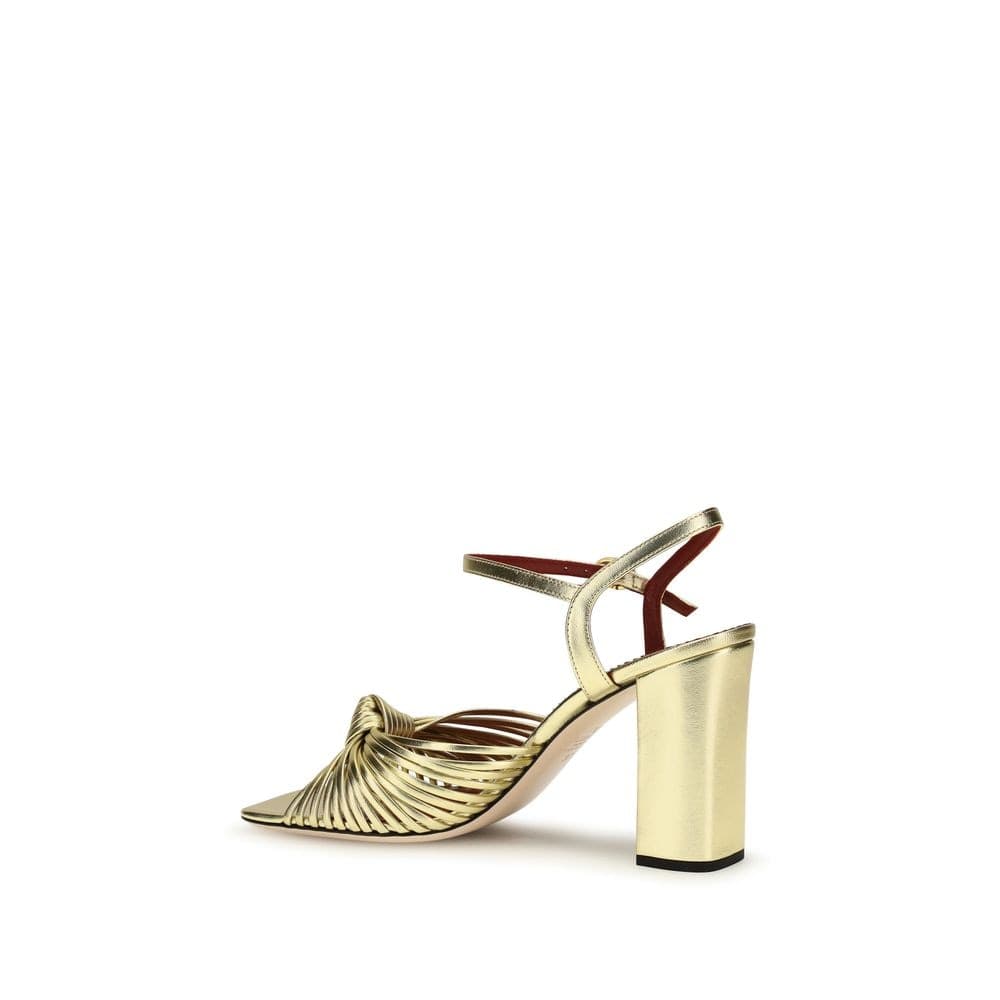 Valentino Garavani Gold Calf Leather Bos Taurus Platform Sandals - 3