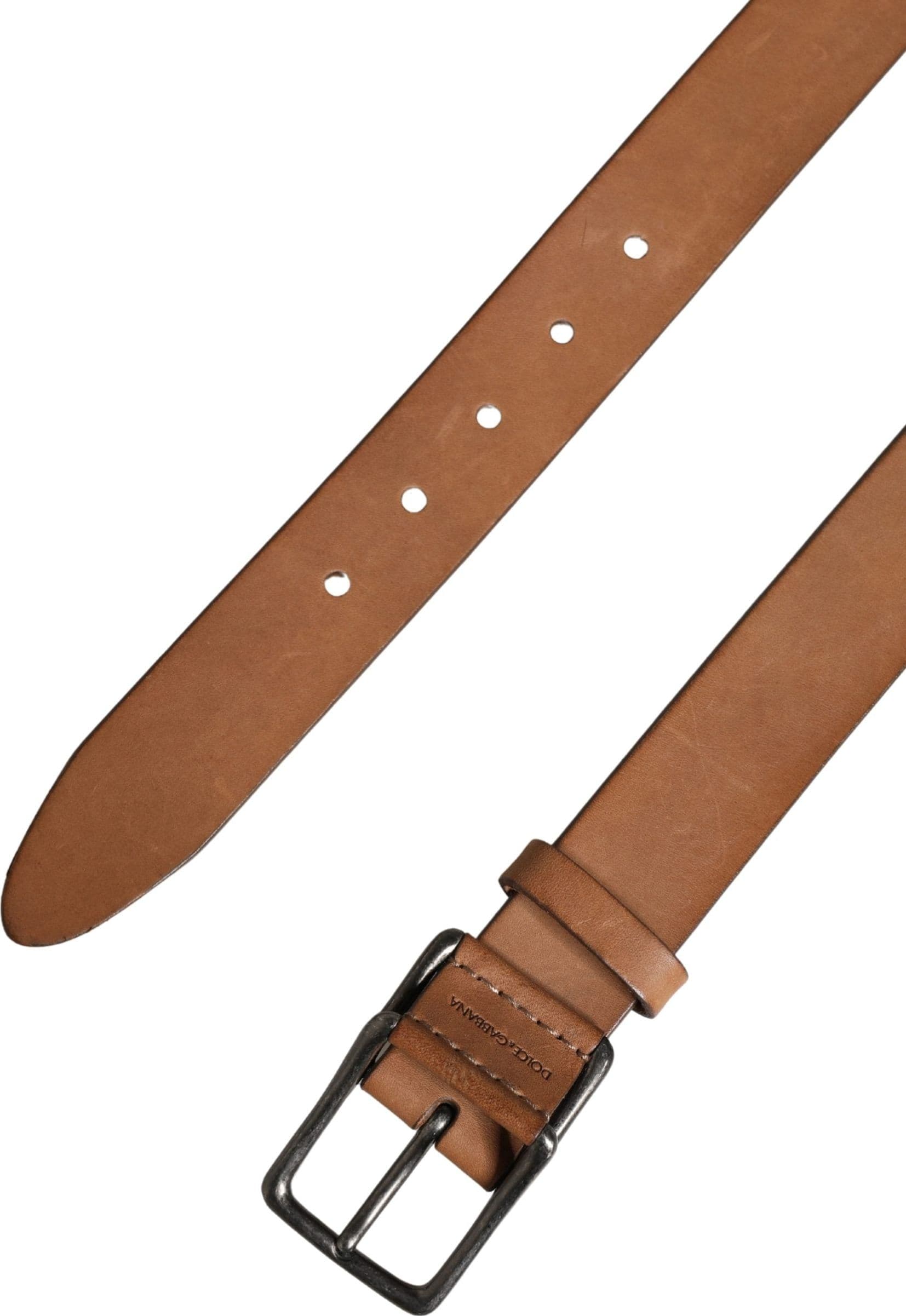 Dolce & Gabbana Men Brown Leather Classic Metal Buckle Belt - 7
