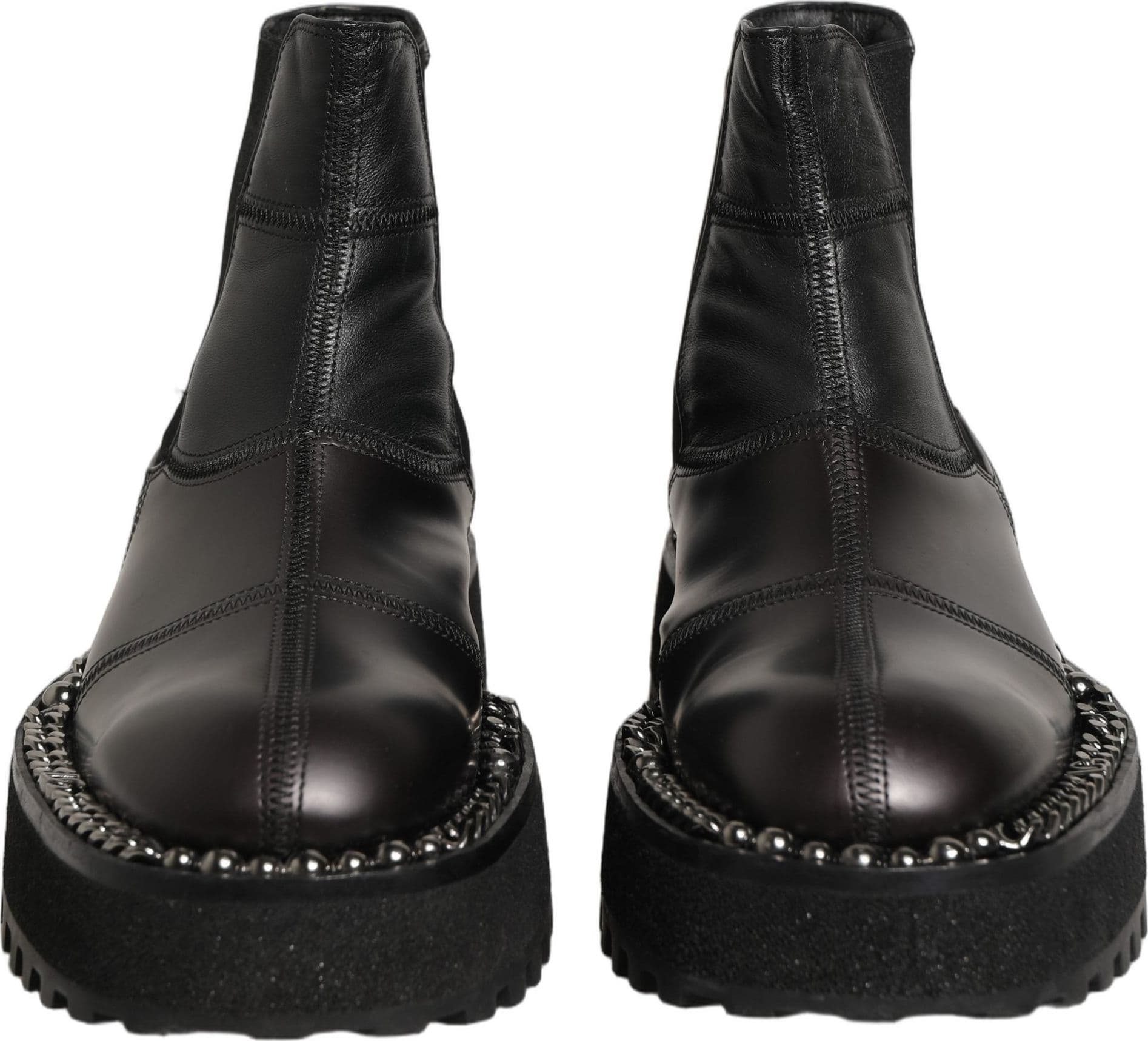 Dolce & Gabbana Black Leather Slip On Chelsea Boots Shoes - 2