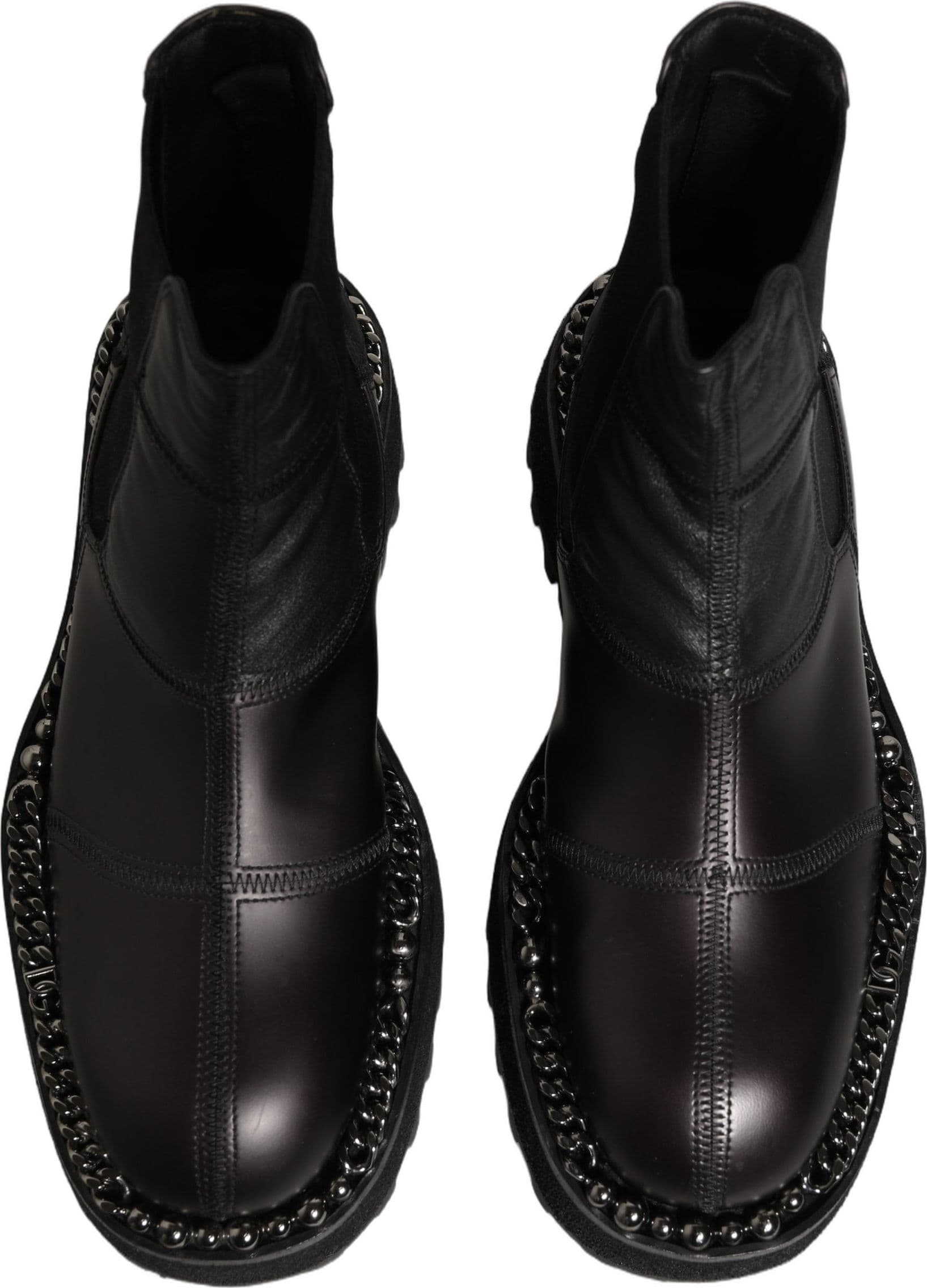 Dolce & Gabbana Black Leather Slip On Chelsea Boots Shoes - 3