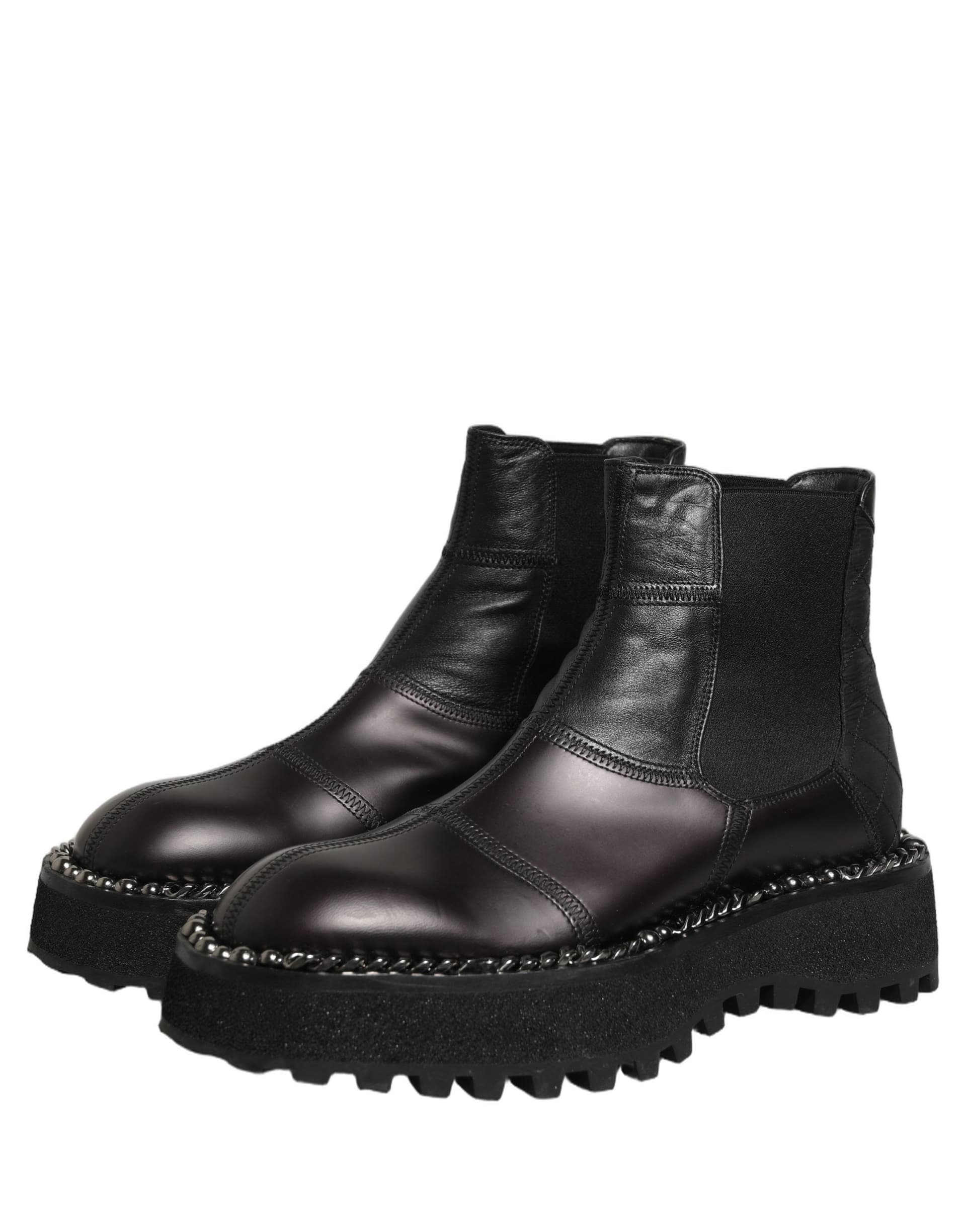 Dolce & Gabbana Black Leather Slip On Chelsea Boots Shoes - 4