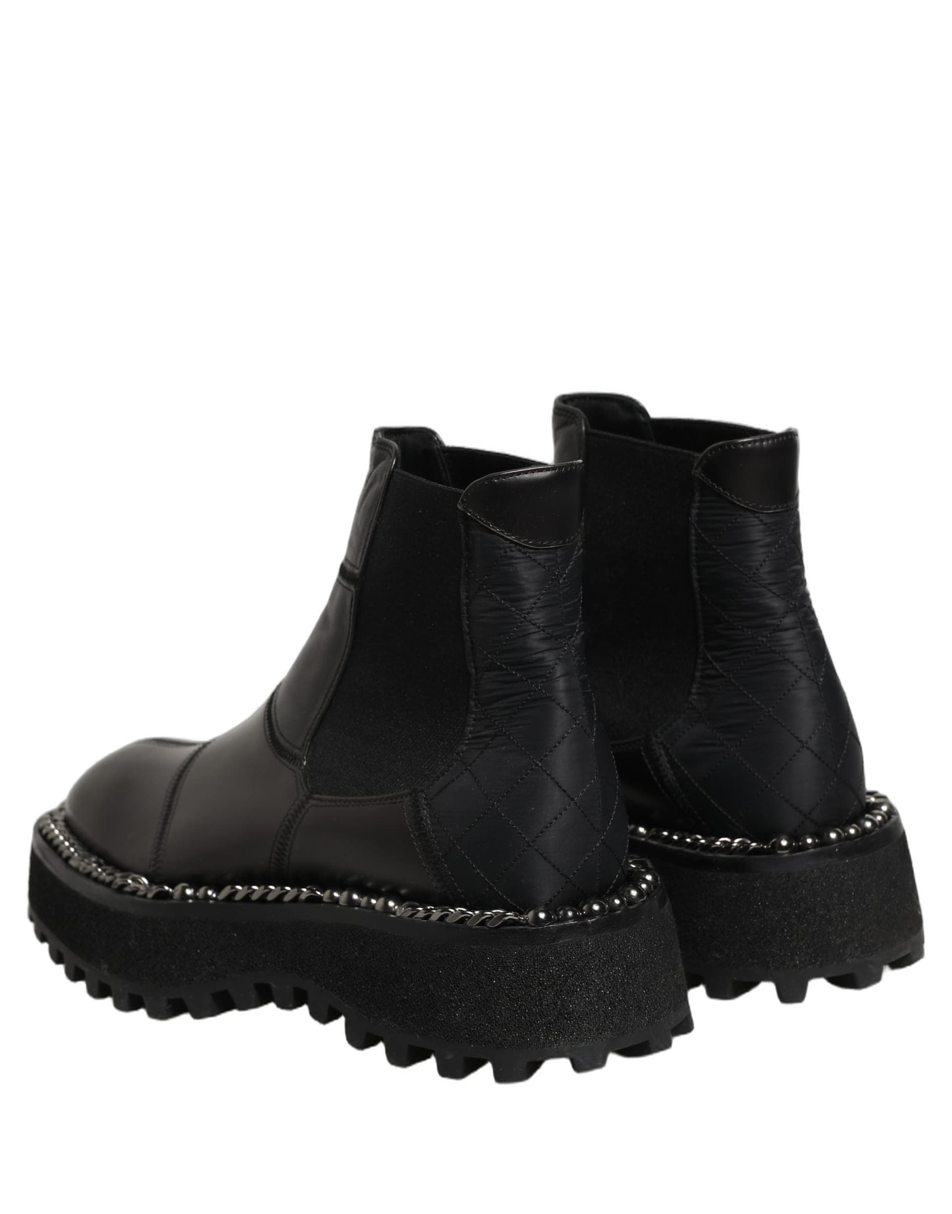 Dolce & Gabbana Black Leather Slip On Chelsea Boots Shoes - 5