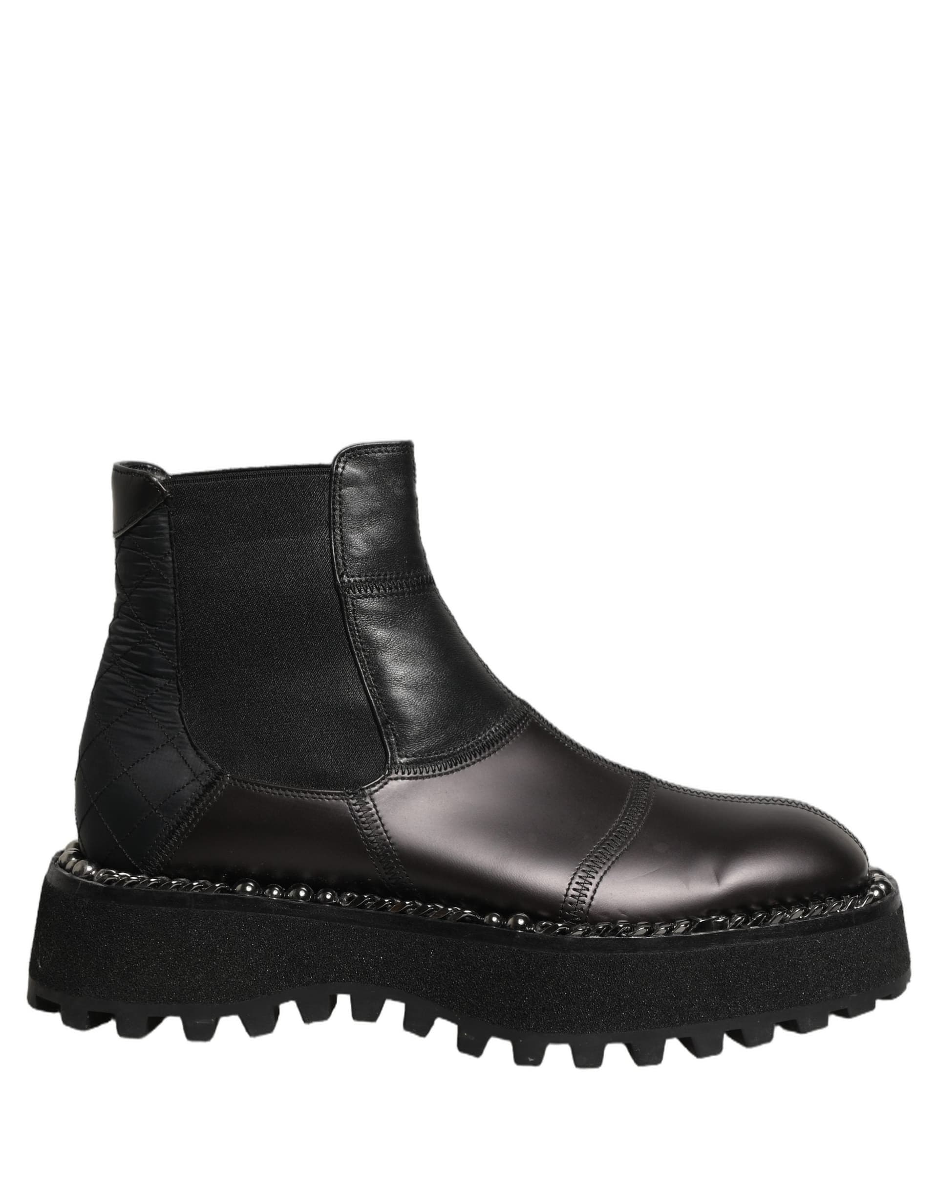 Dolce & Gabbana Black Leather Slip On Chelsea Boots Shoes - 7