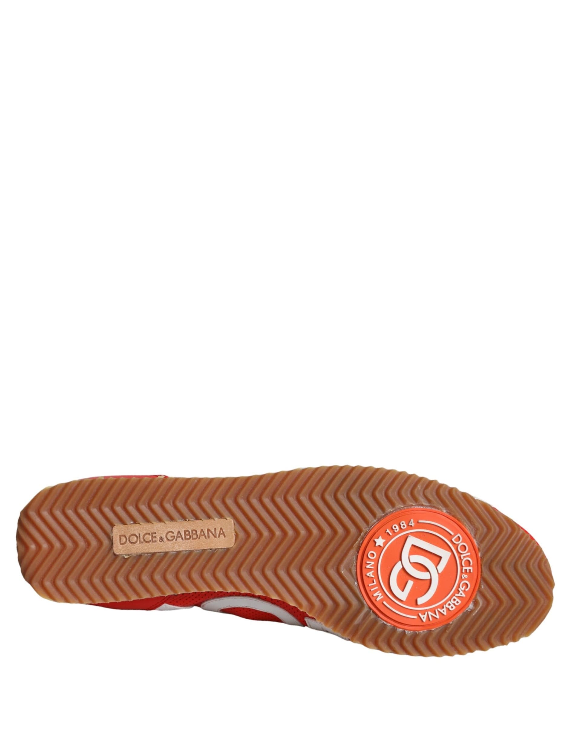 Dolce & Gabbana Red White Leather Logo Casual Sneakers Shoes - 6