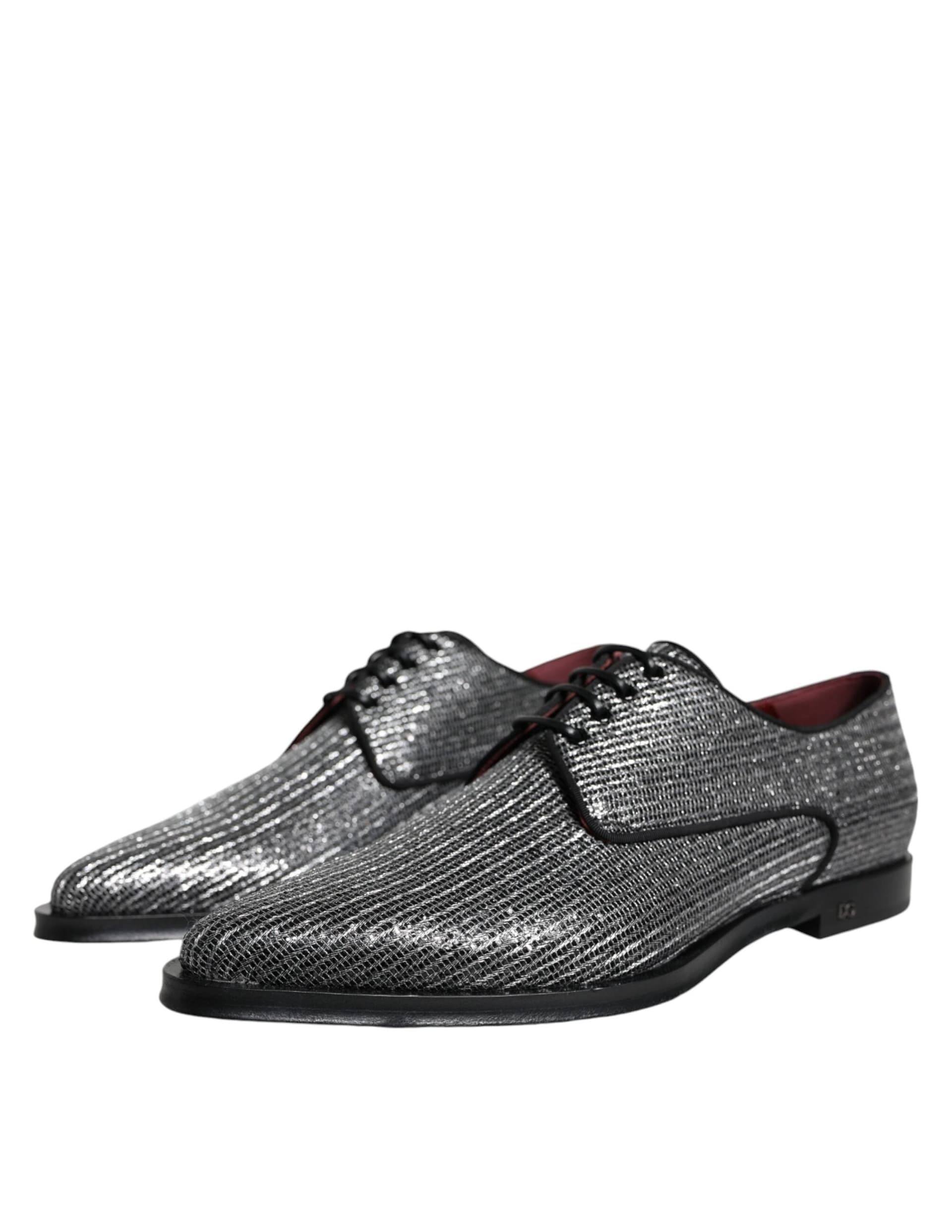 Dolce & Gabbana Silver Polyurethane Derby Formal Dress Shoes - 2