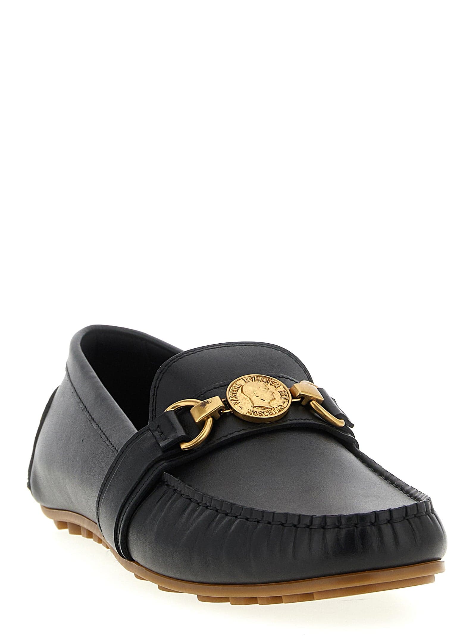 Moschino Black Leather Slip-On Loafers - 2