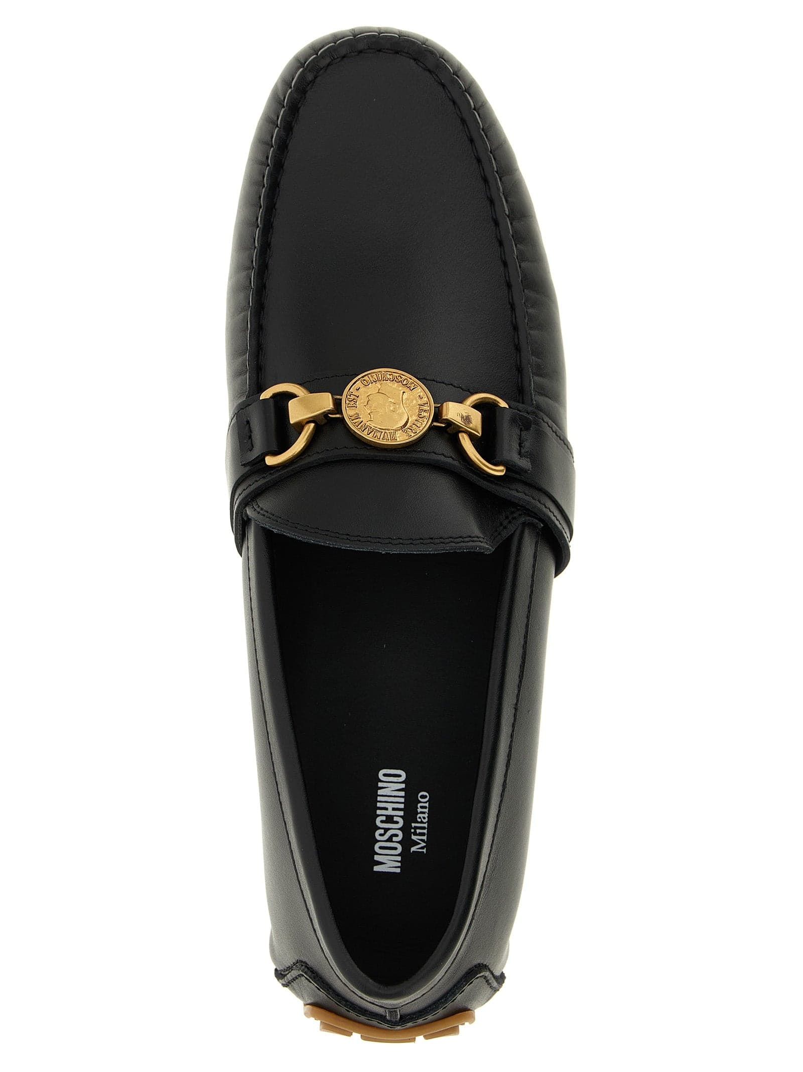 Moschino Black Leather Slip-On Loafers - 4