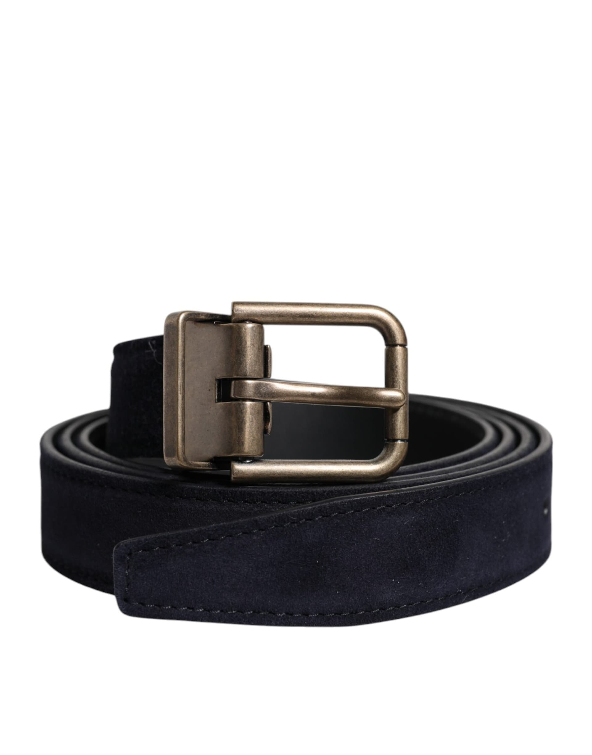 Dolce & Gabbana Black Goat Leather Metal Buckle Classic Belt - 2